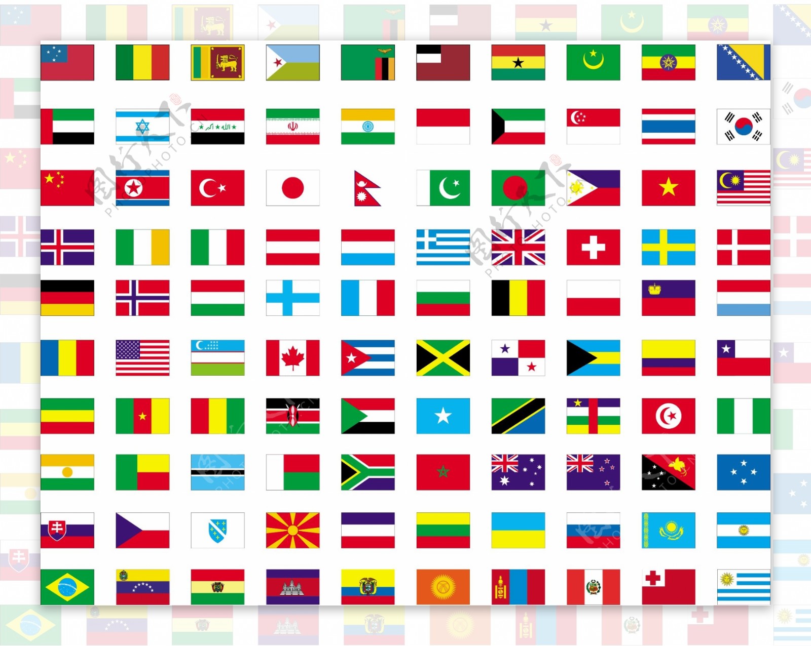 100个世界各国国旗矢量图