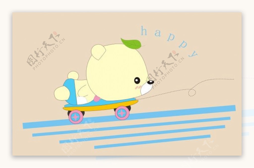 卡通动物滑板小熊设计