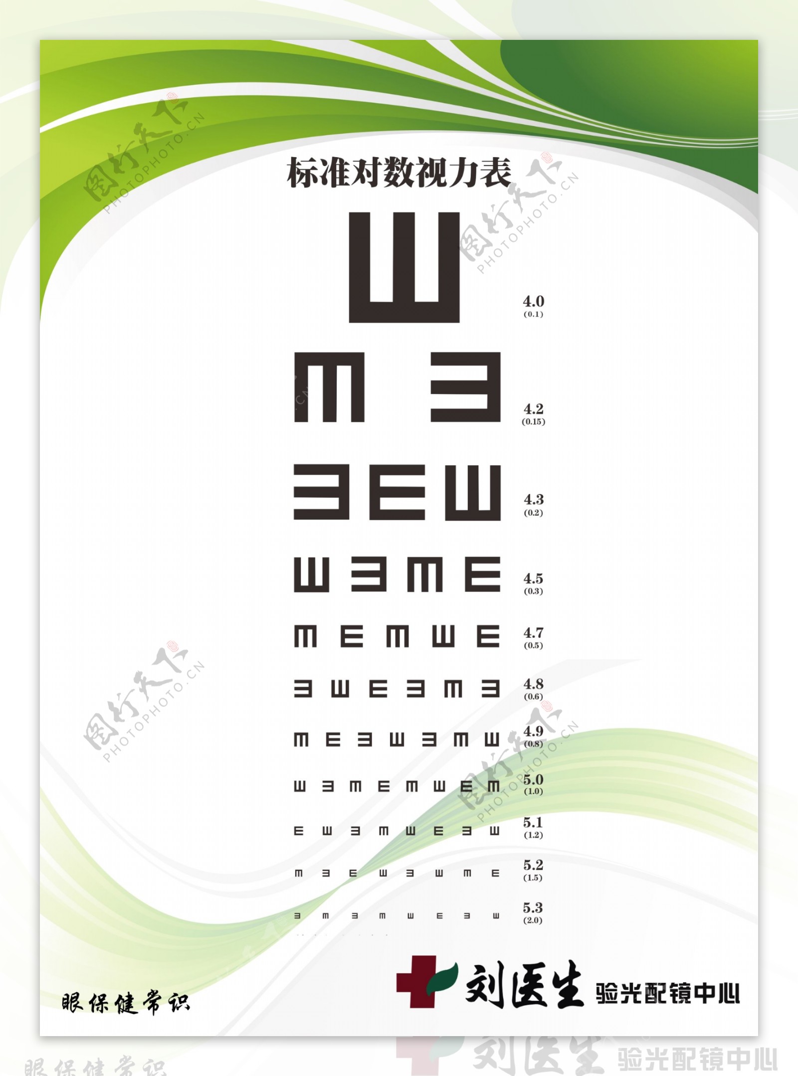 标准对数视力表刘医生眼科