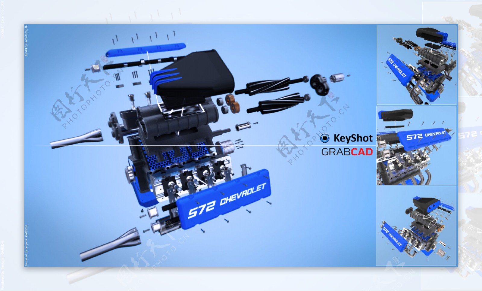 下载雪佛兰V8引擎KeyShot渲染的挑战项目