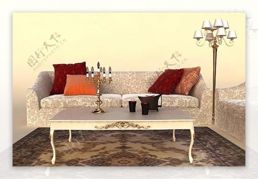 精致欧式家具沙发茶几组合图片