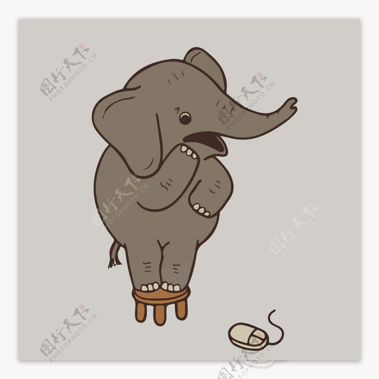 印花矢量图动物大象生活元素凳子免费素材