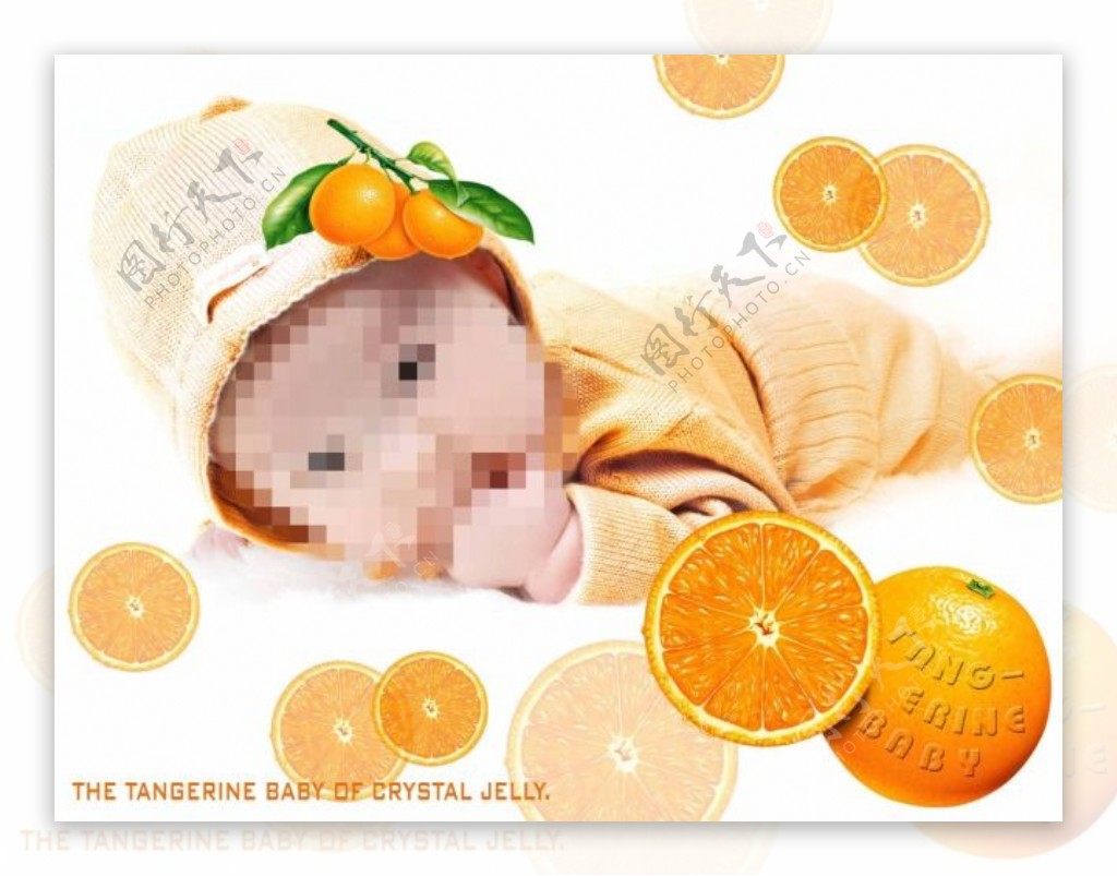 清新橙色宝宝摄影背景