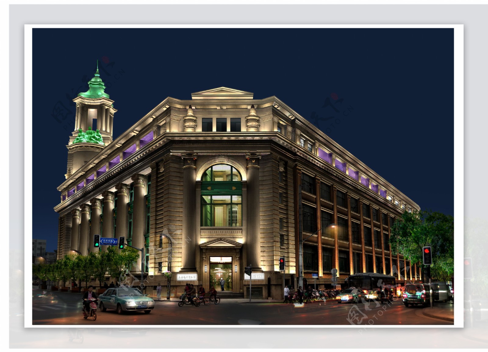 欧式建筑夜景效果图图片