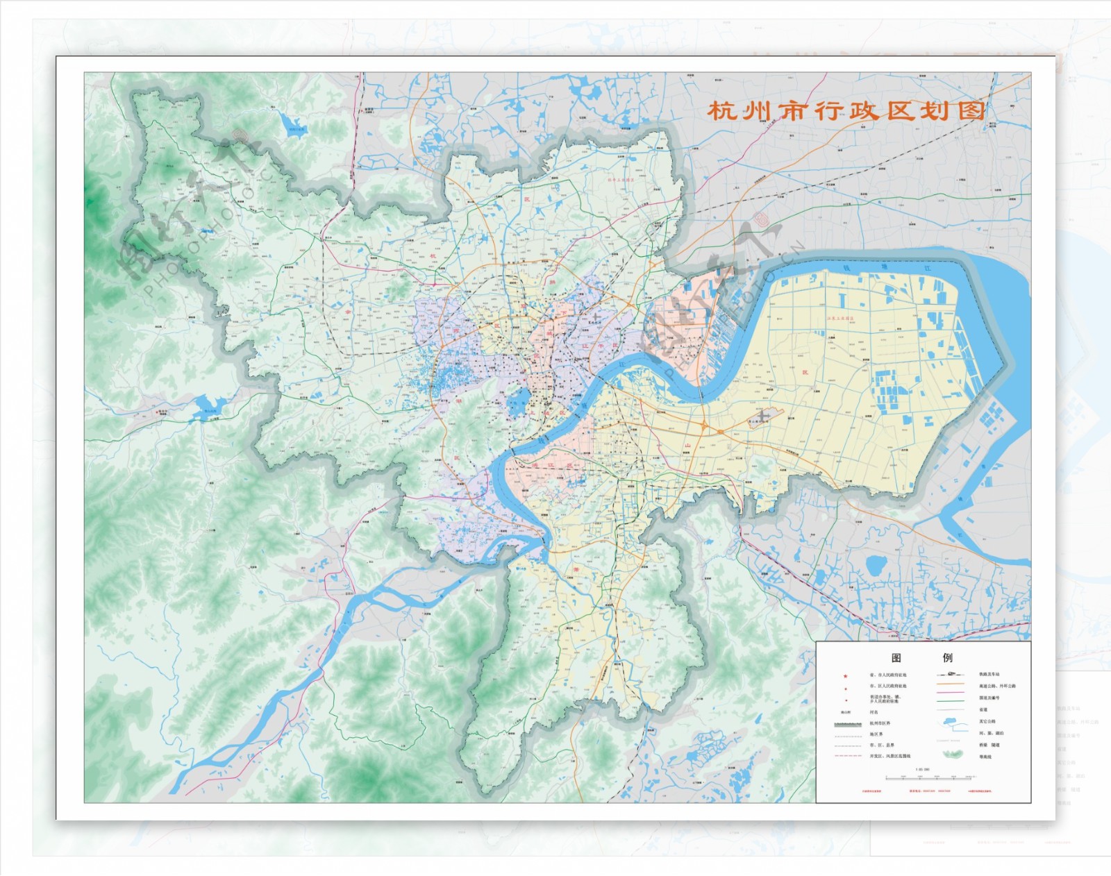 新编杭州市行政区划图