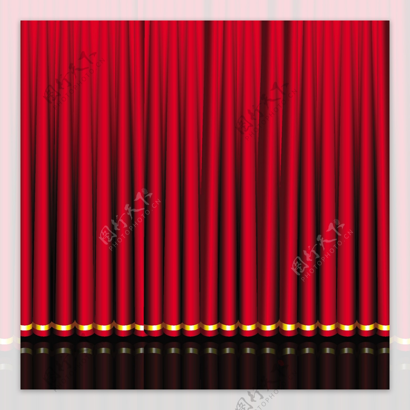 矢量红色窗帘布幕设计