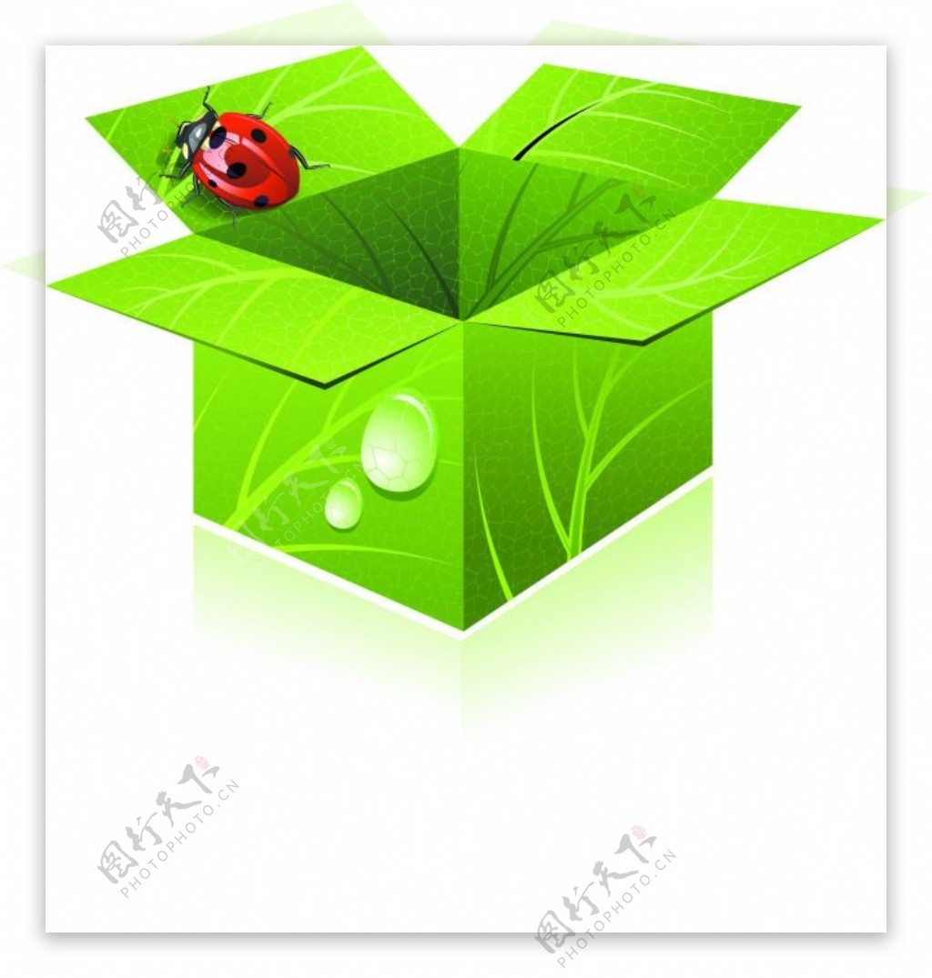 时尚绿色青春元素立体盒子cdr素材