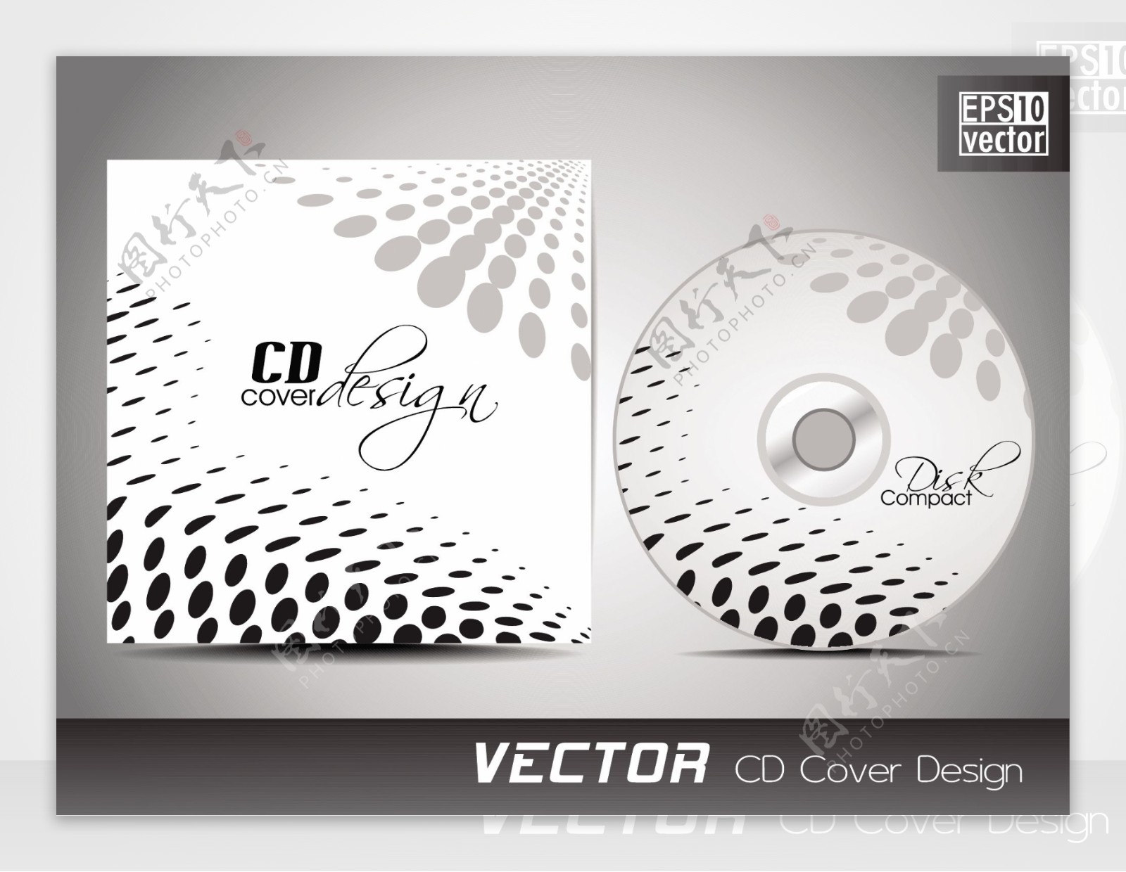CD封面设计模板的演示空间和半色调复制的影响