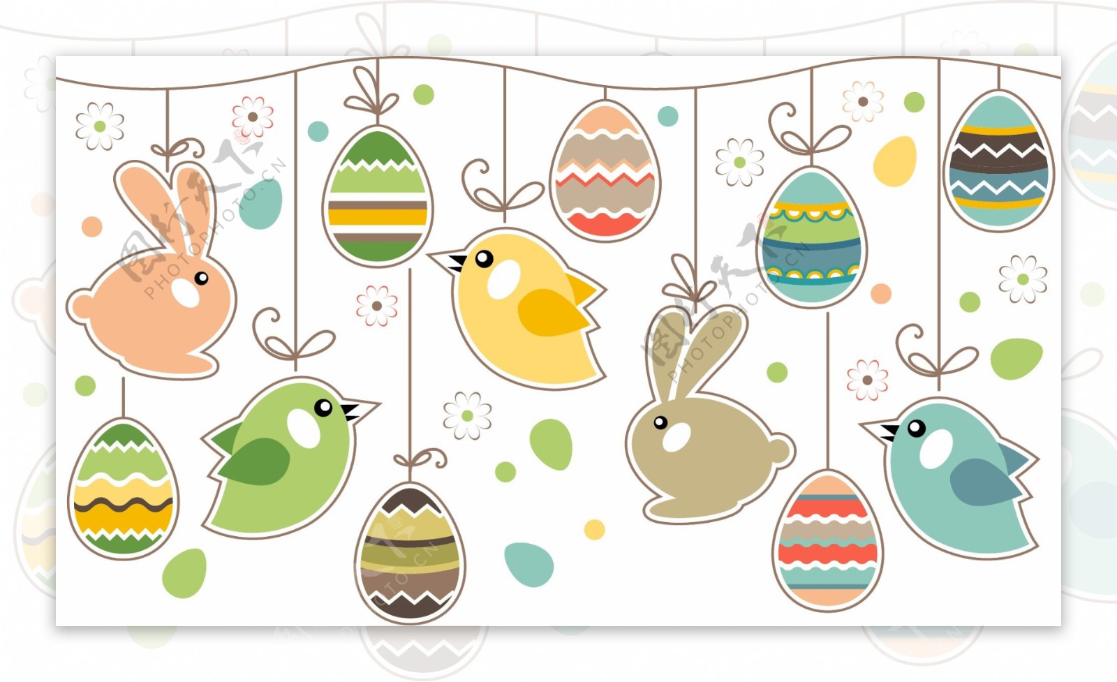 矢量卡通彩蛋动物花纹设计