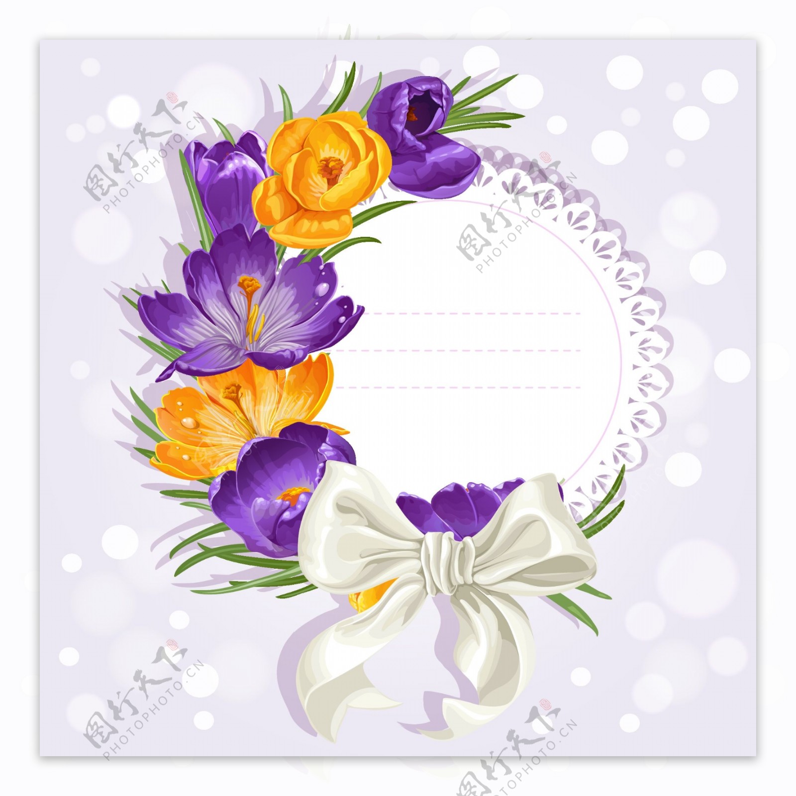 花卉蝴蝶结卡片