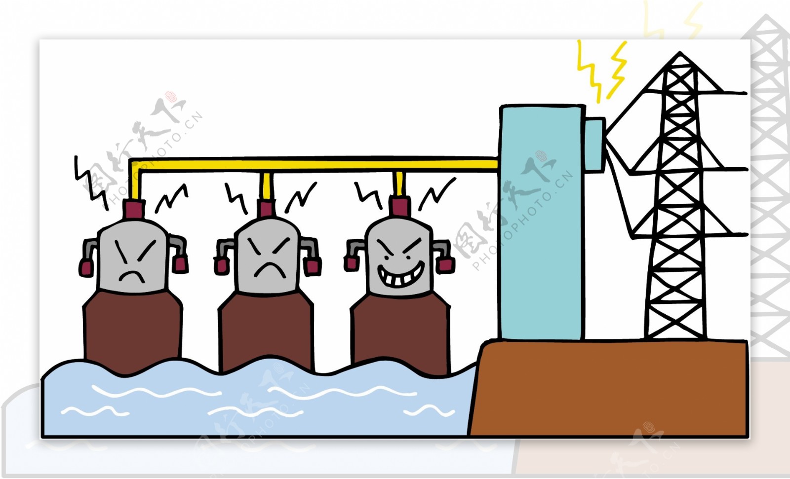 水力发电漫画图片