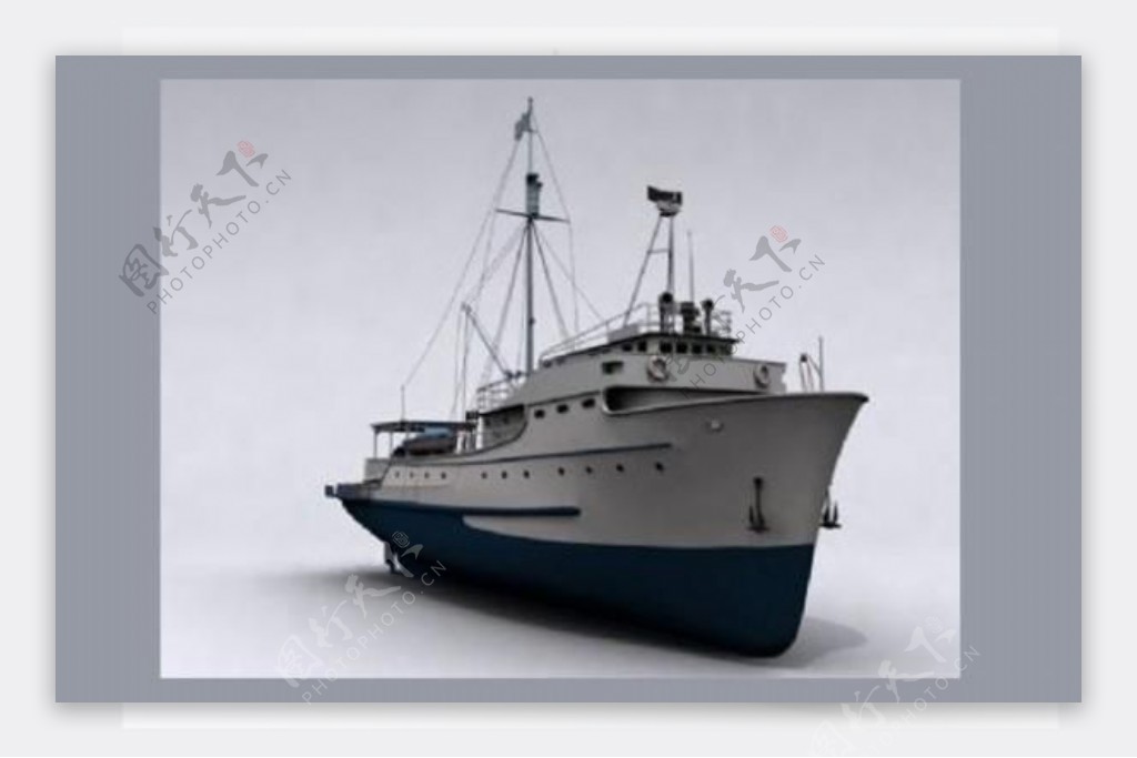 逼真的3D大型渔船模型