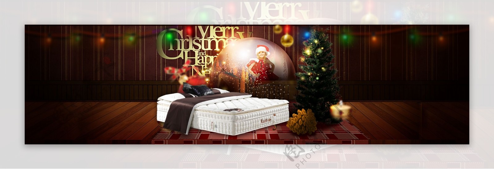 家装床垫圣诞节海报全屏