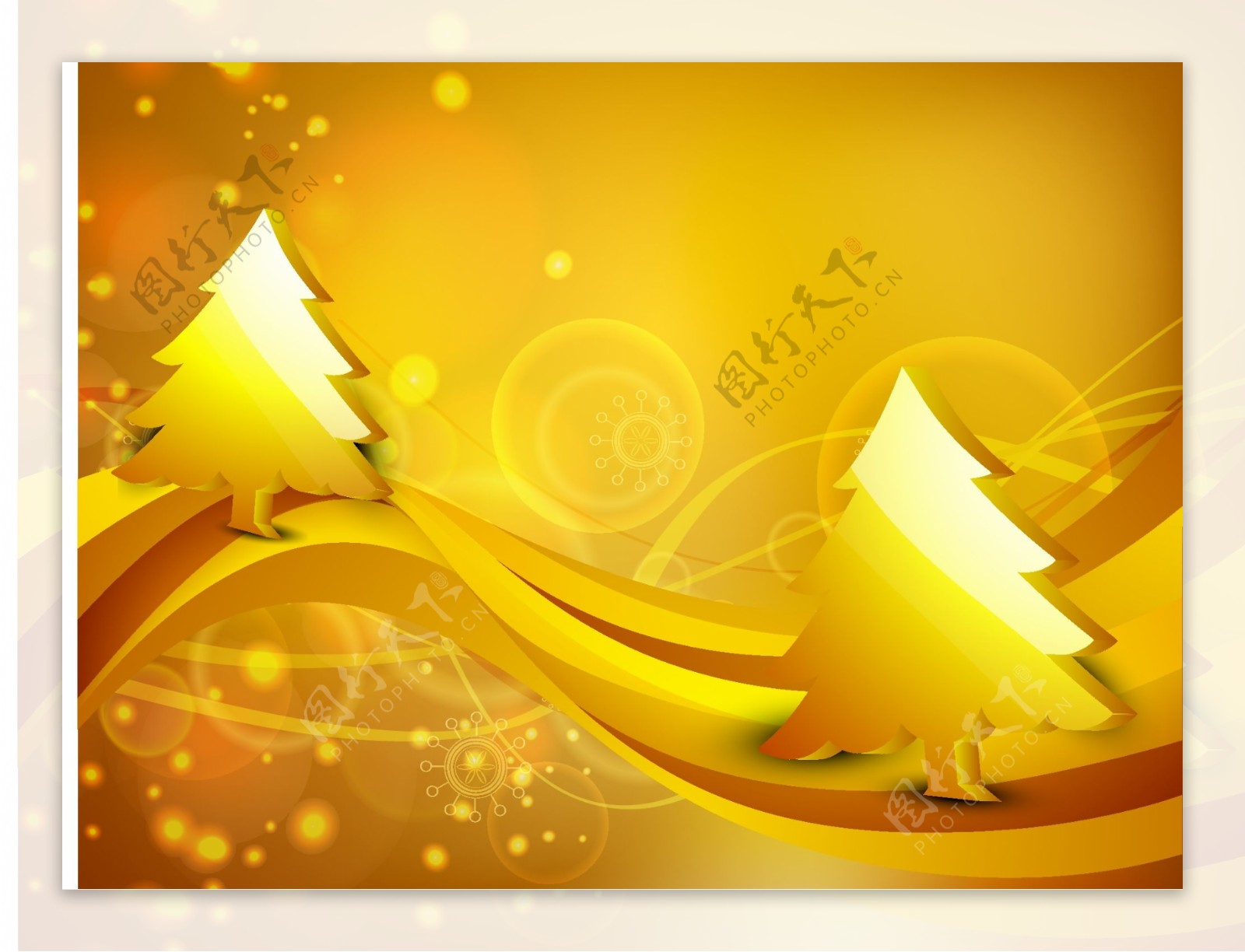 矢量金色圣诞树璀璨背景