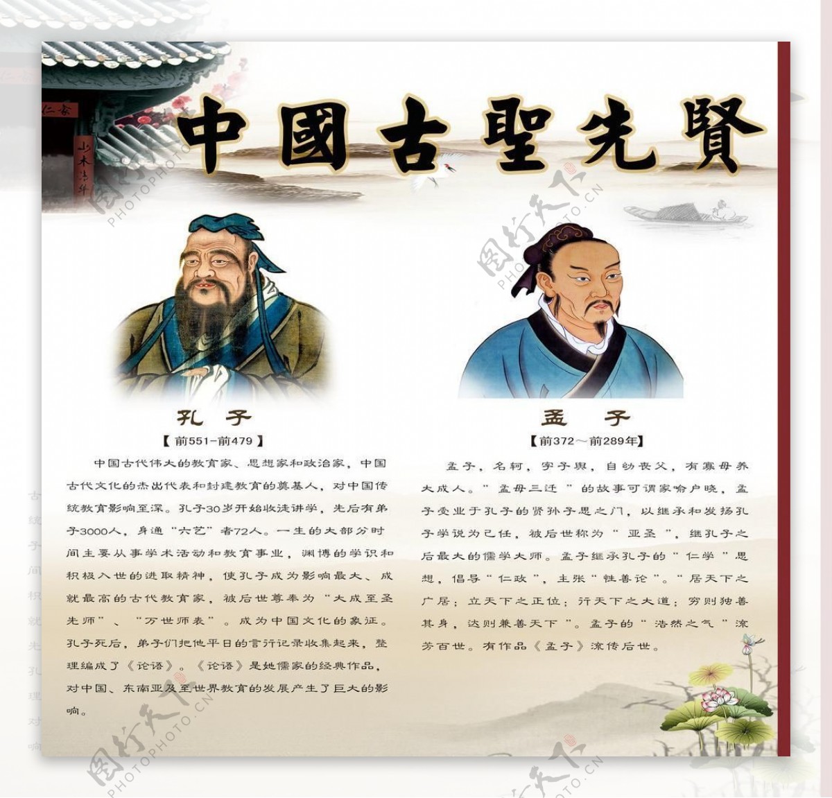 中国古圣传统文化圣人教育海报图片