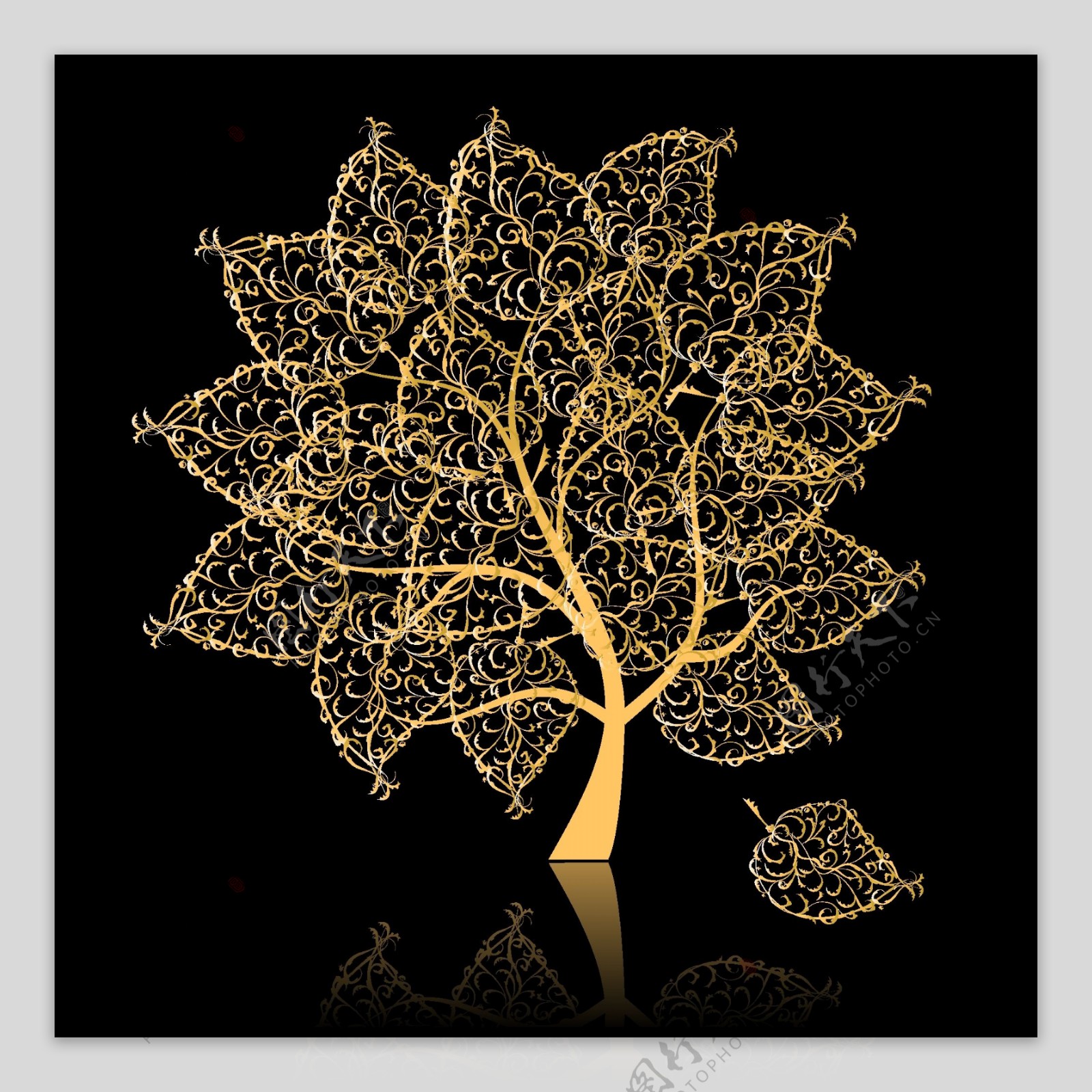 金树树形花纹矢量图