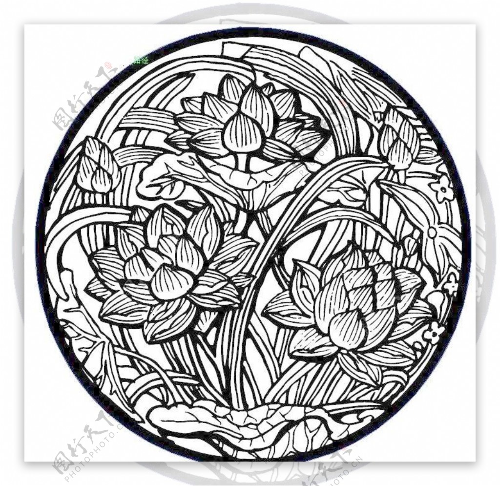 圆形图案花卉系列吉祥纹样荷花图片