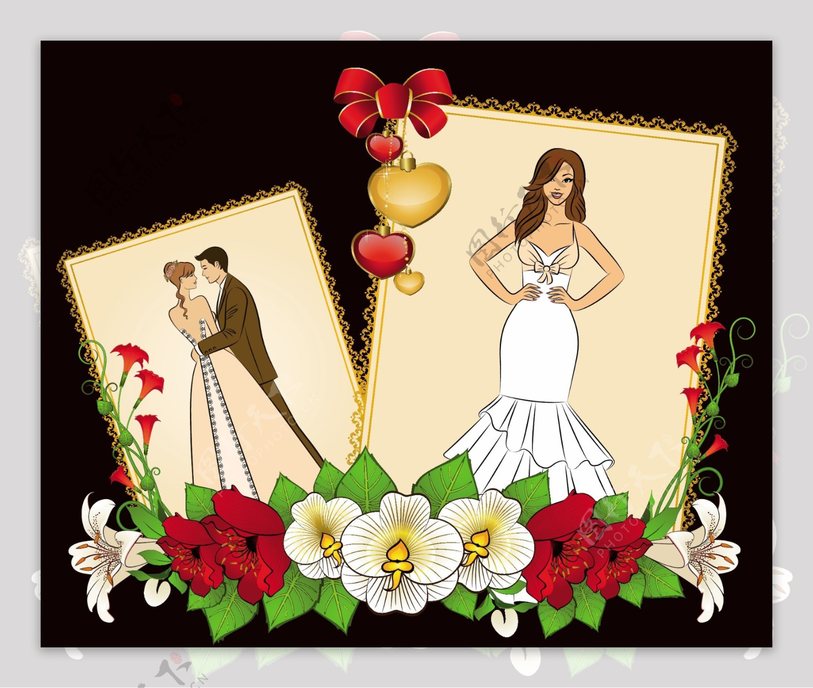 新郎新娘相框婚礼背景图片