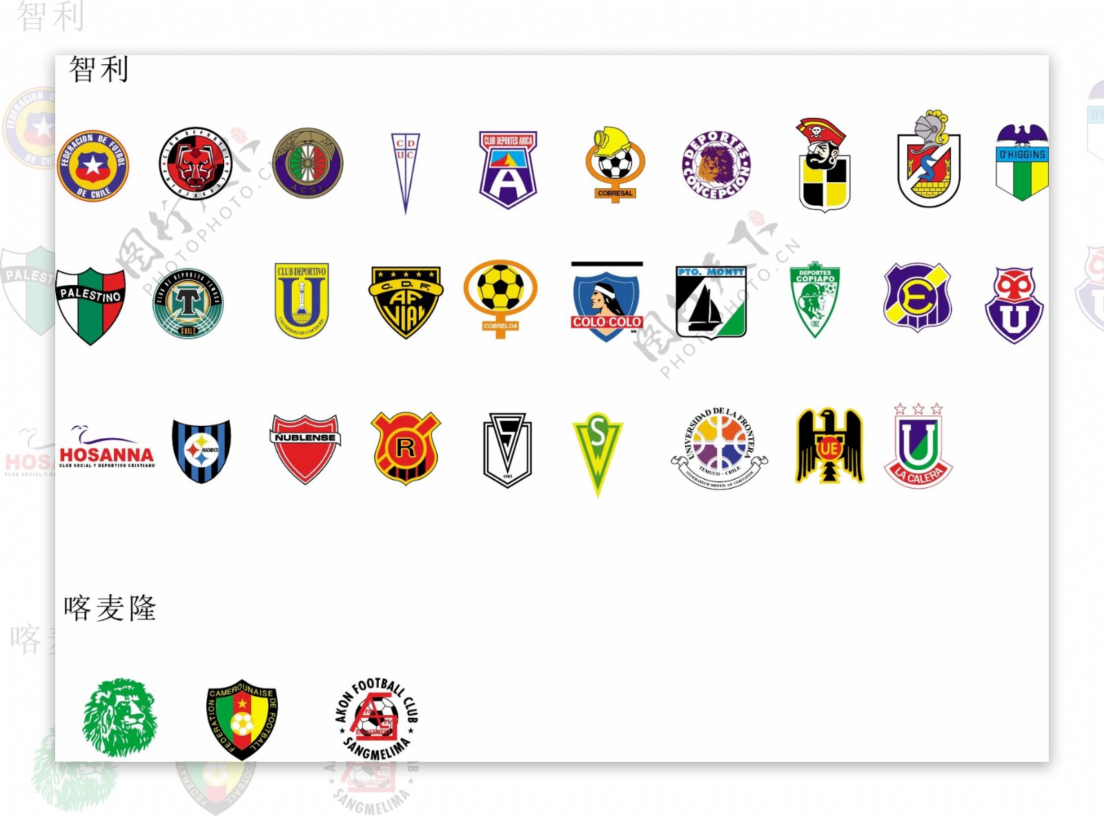 全球2487个足球俱乐部球队标志智利喀麦隆图片