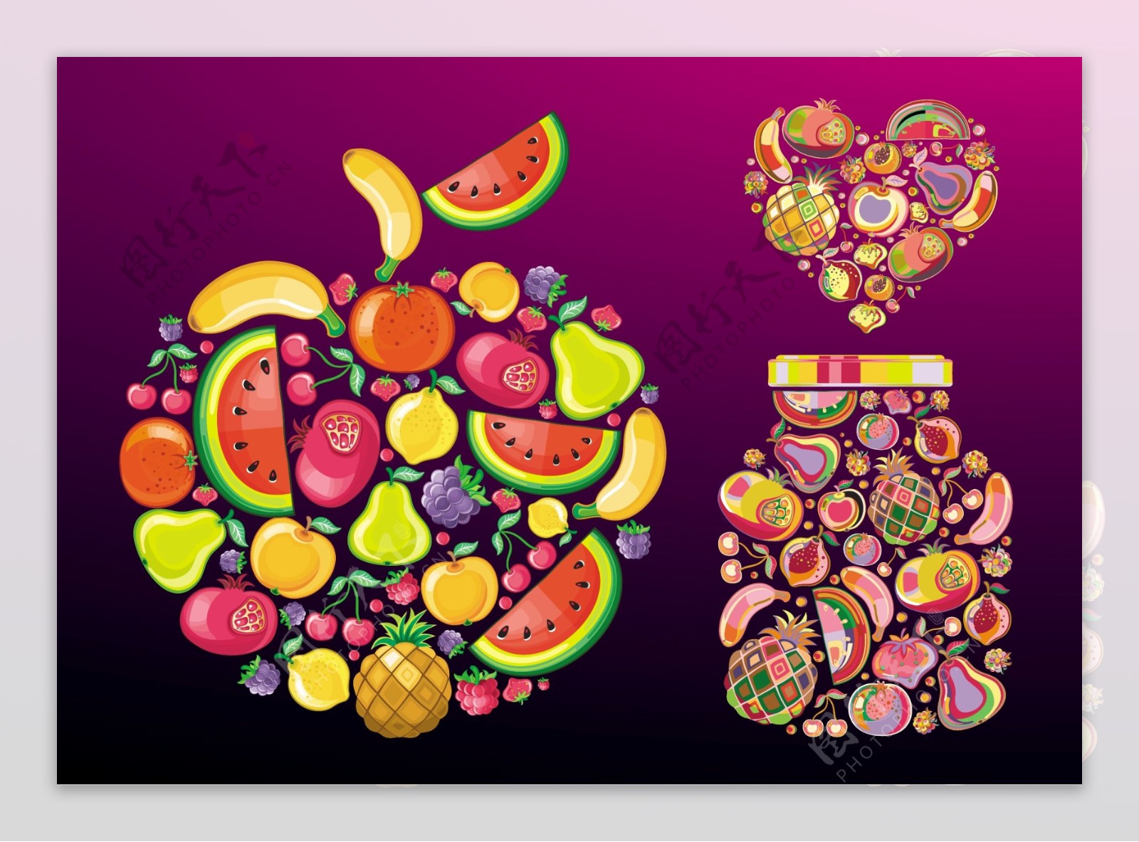水果拼图爱心罐头苹果图片