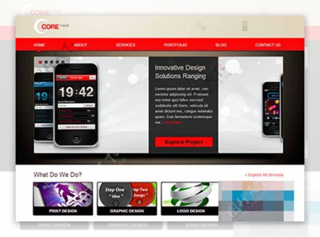 红色质感手机外贸行业企业网站模板