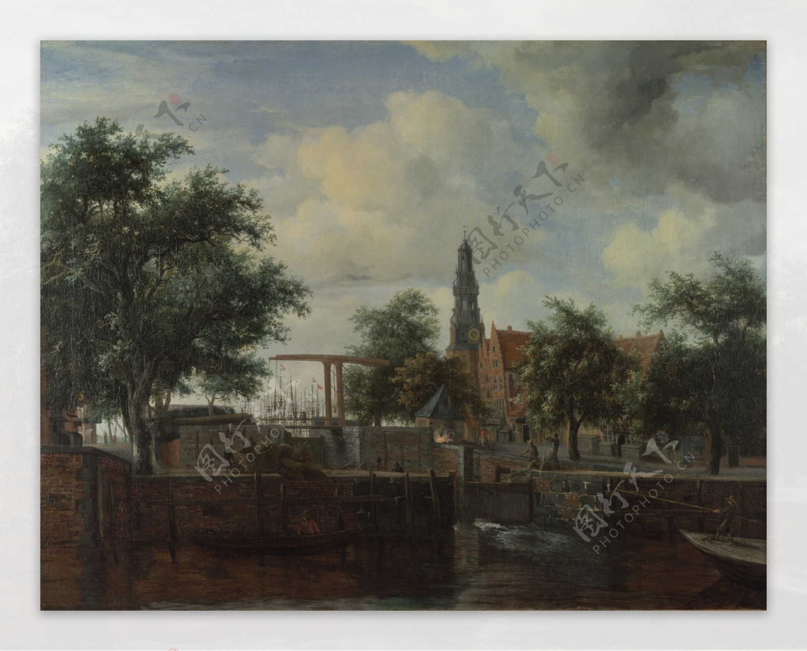 MeindertHobbemaTheHaarlemLockAmsterdam画家古典画古典建筑古典景物装饰画油画