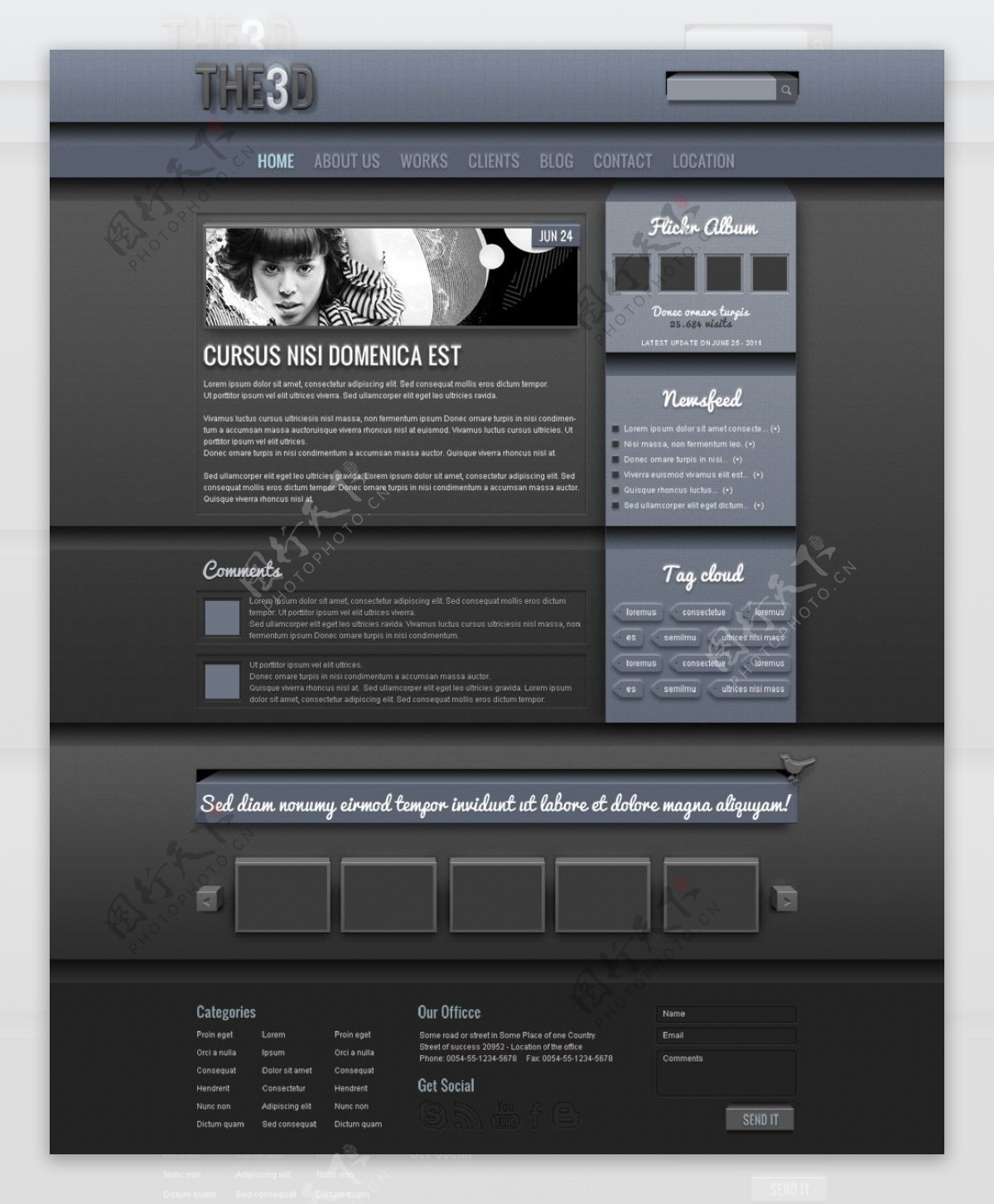 灰黑色系网页设计PSD分层模