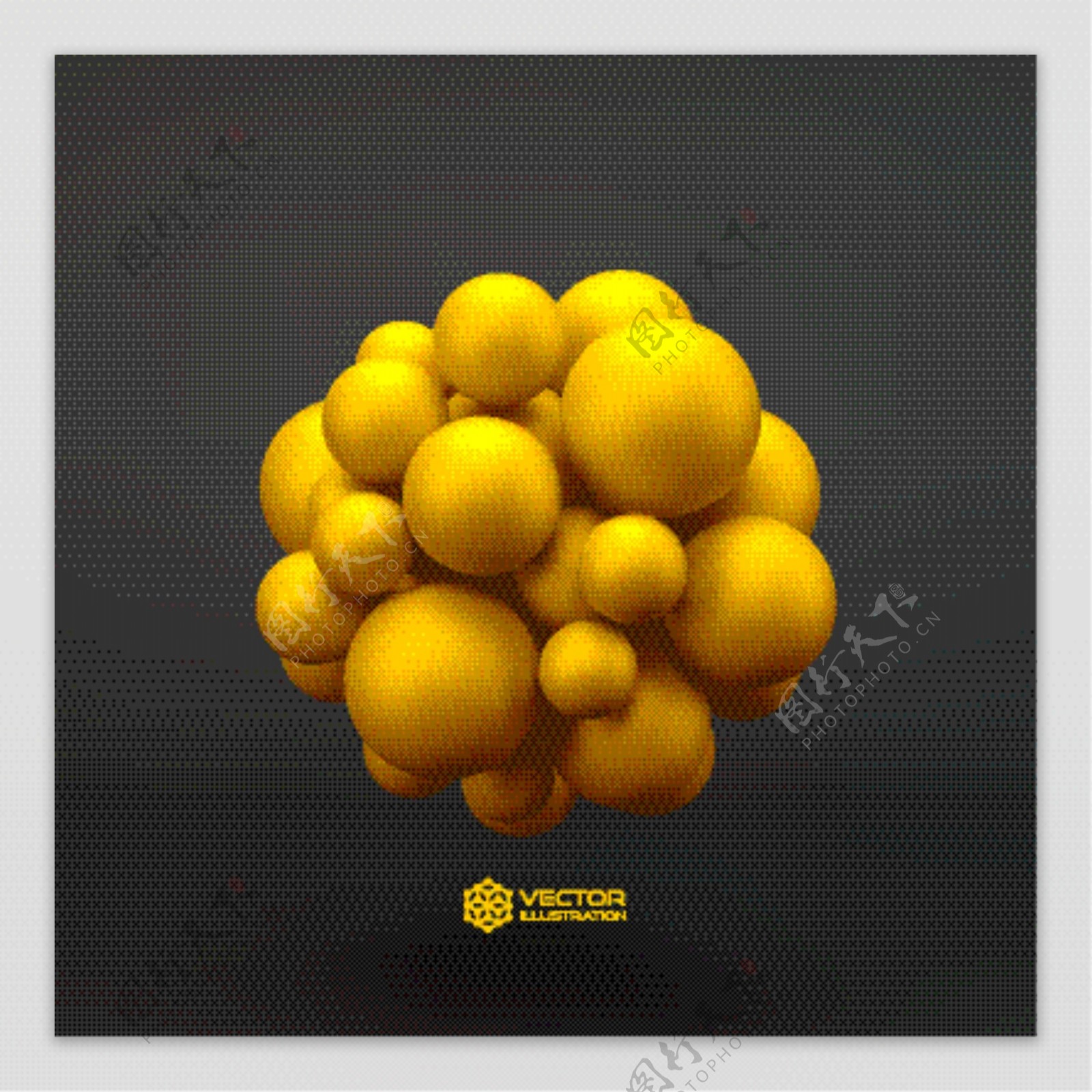 黄色三维分子球背景