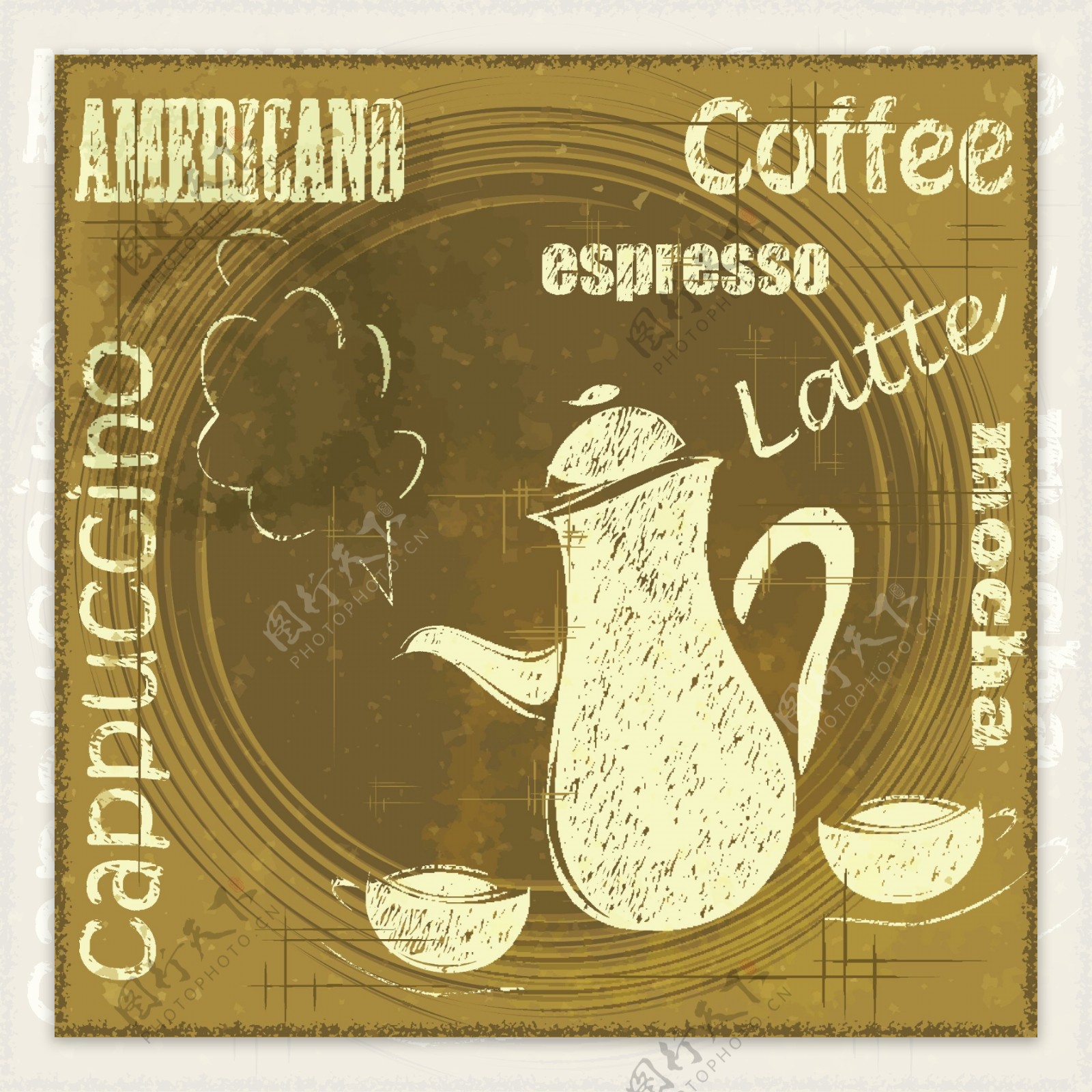 复古咖啡海报背景矢量素材