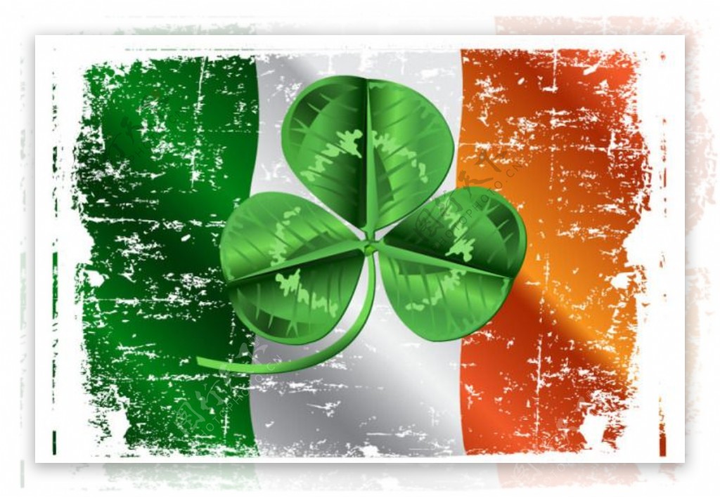 斑驳爱尔兰国旗插画矢量素材