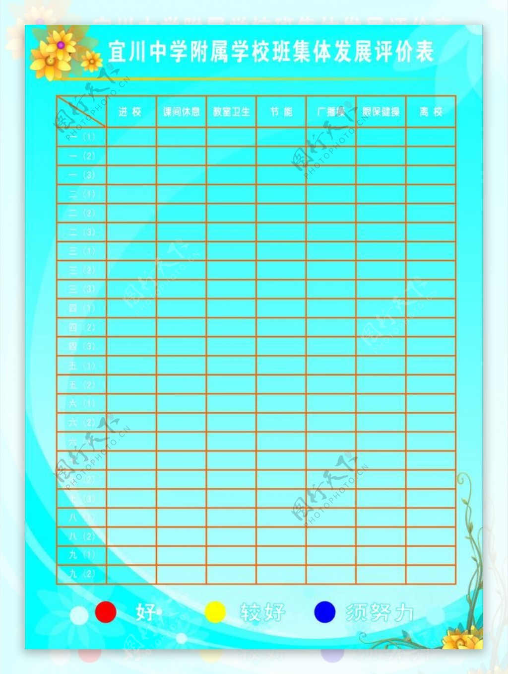 宜川中学附属学校班集体发展评价表图片