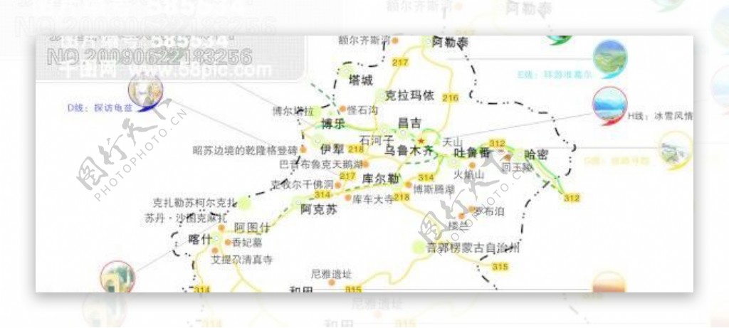 新疆旅游圣地矢量地图