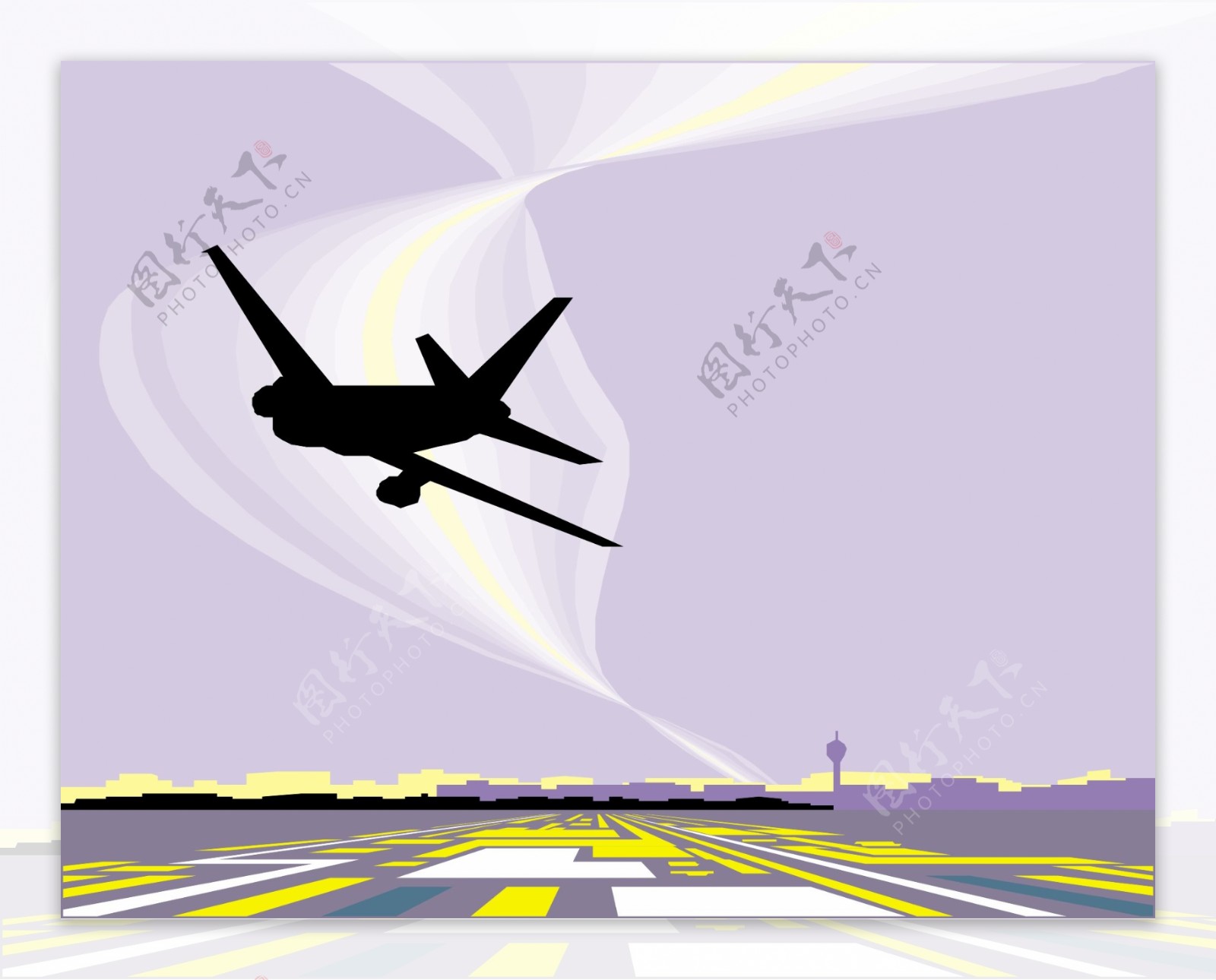 印花矢量图交通飞机色彩紫色免费素材