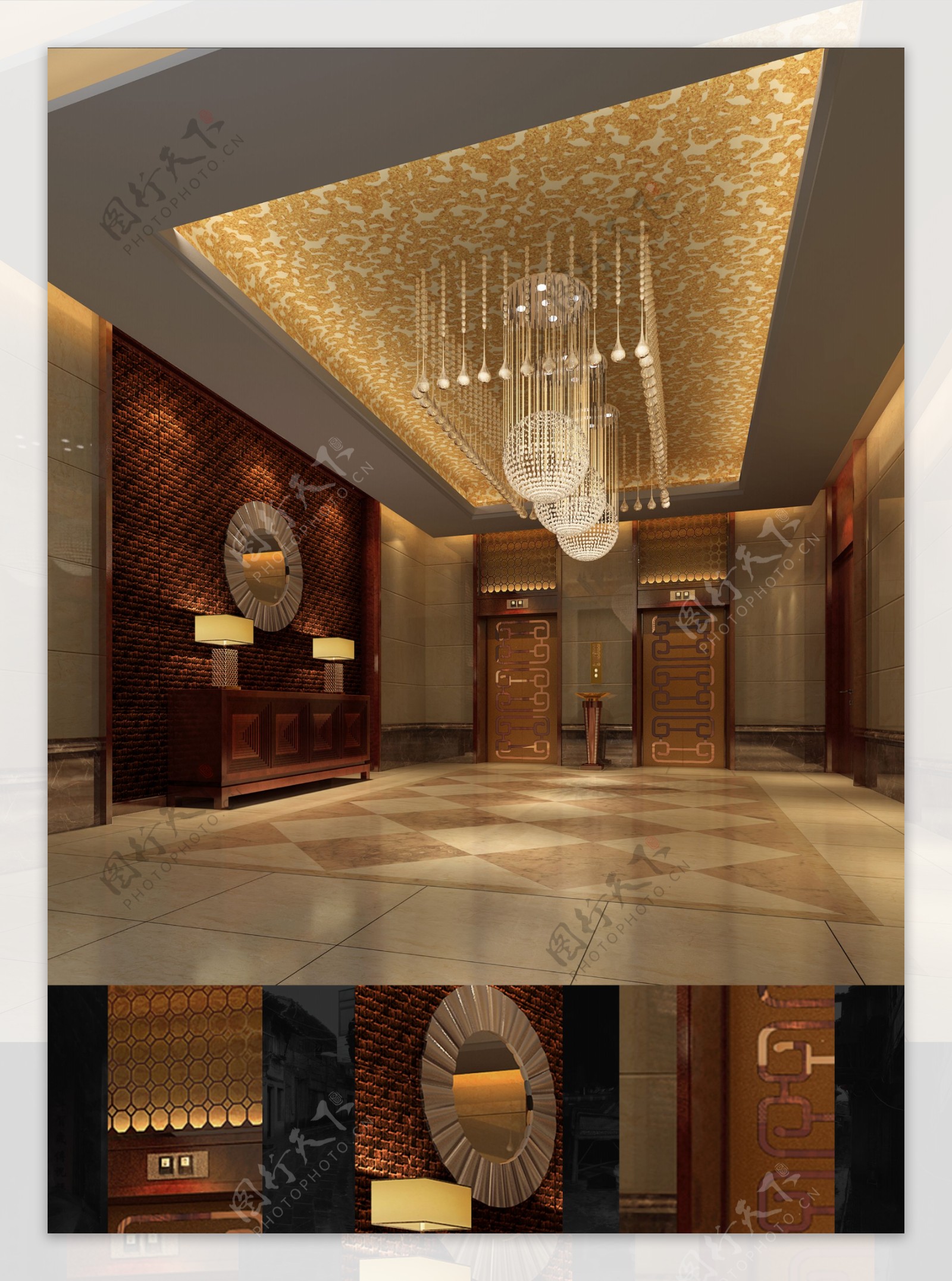 大堂+标准层电梯厅 - 效果图交流区-建E室内设计网