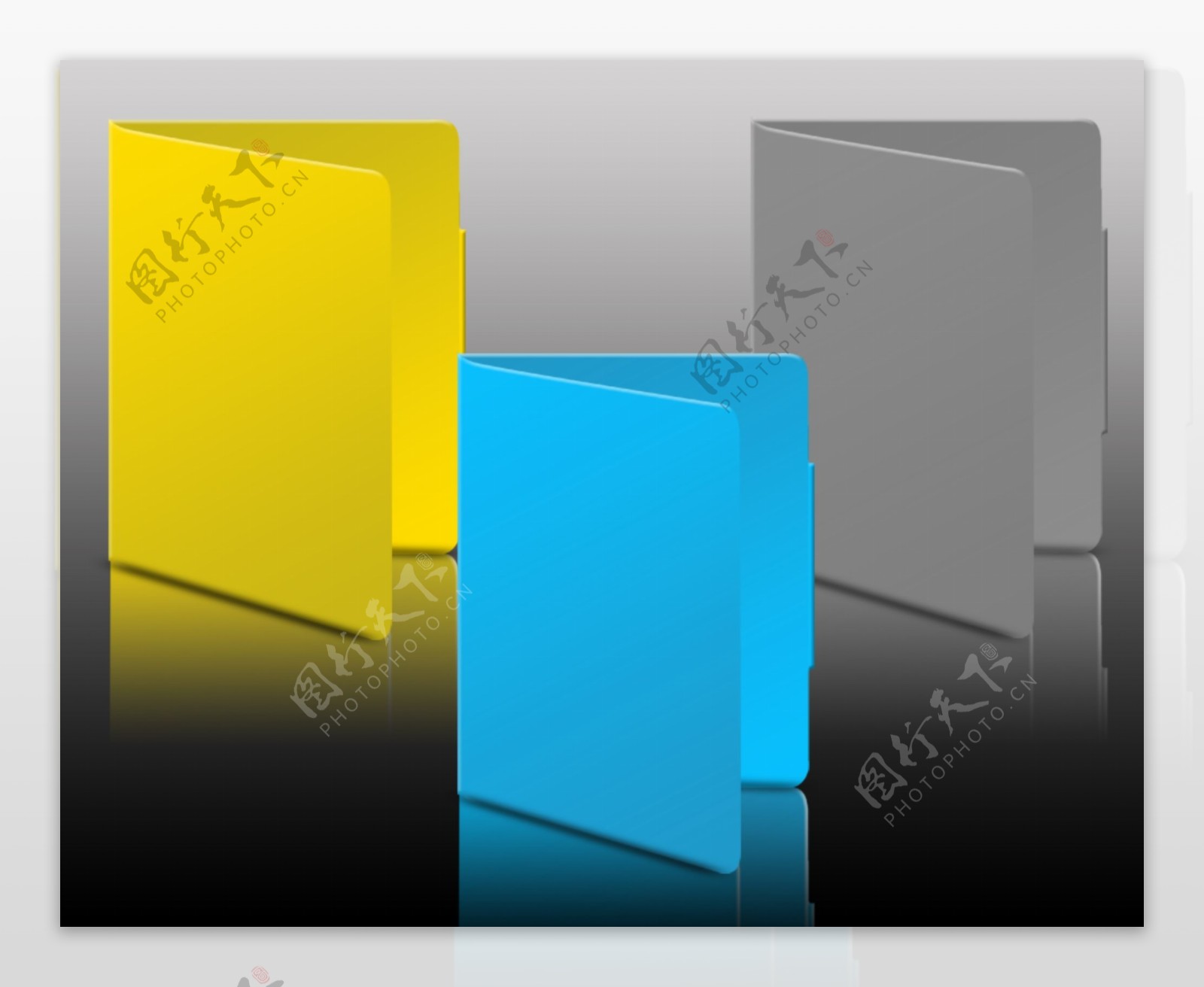3彩色水晶文件夹图标集PSD