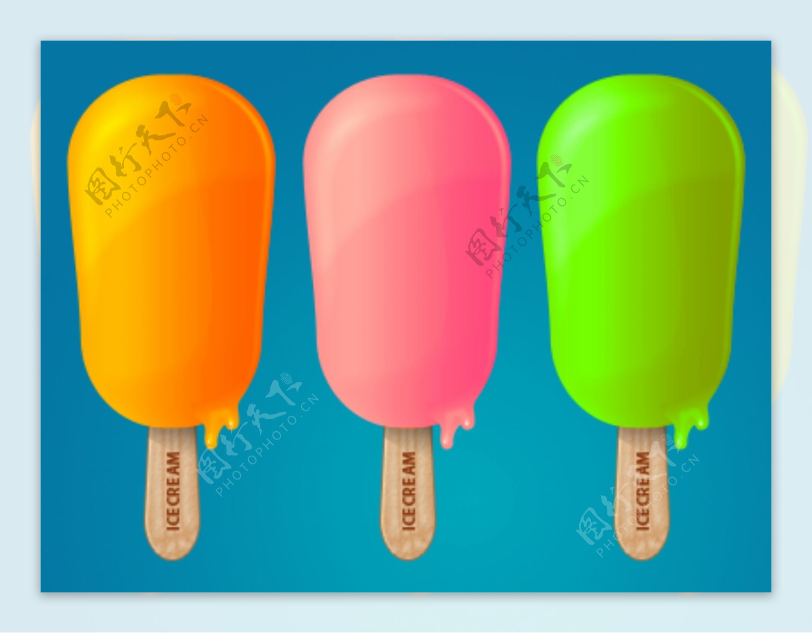 3味美味的冰淇淋图标