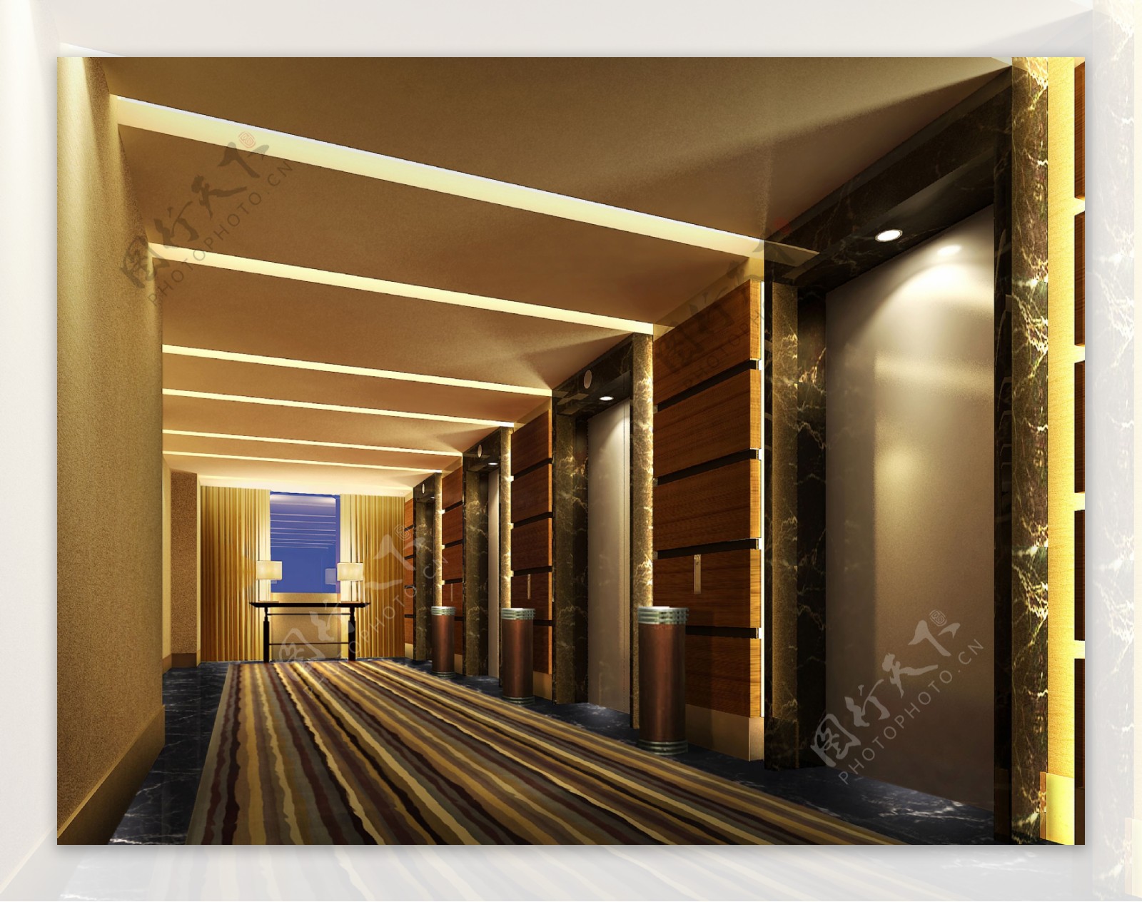 酒店客房电梯间效果图图片
