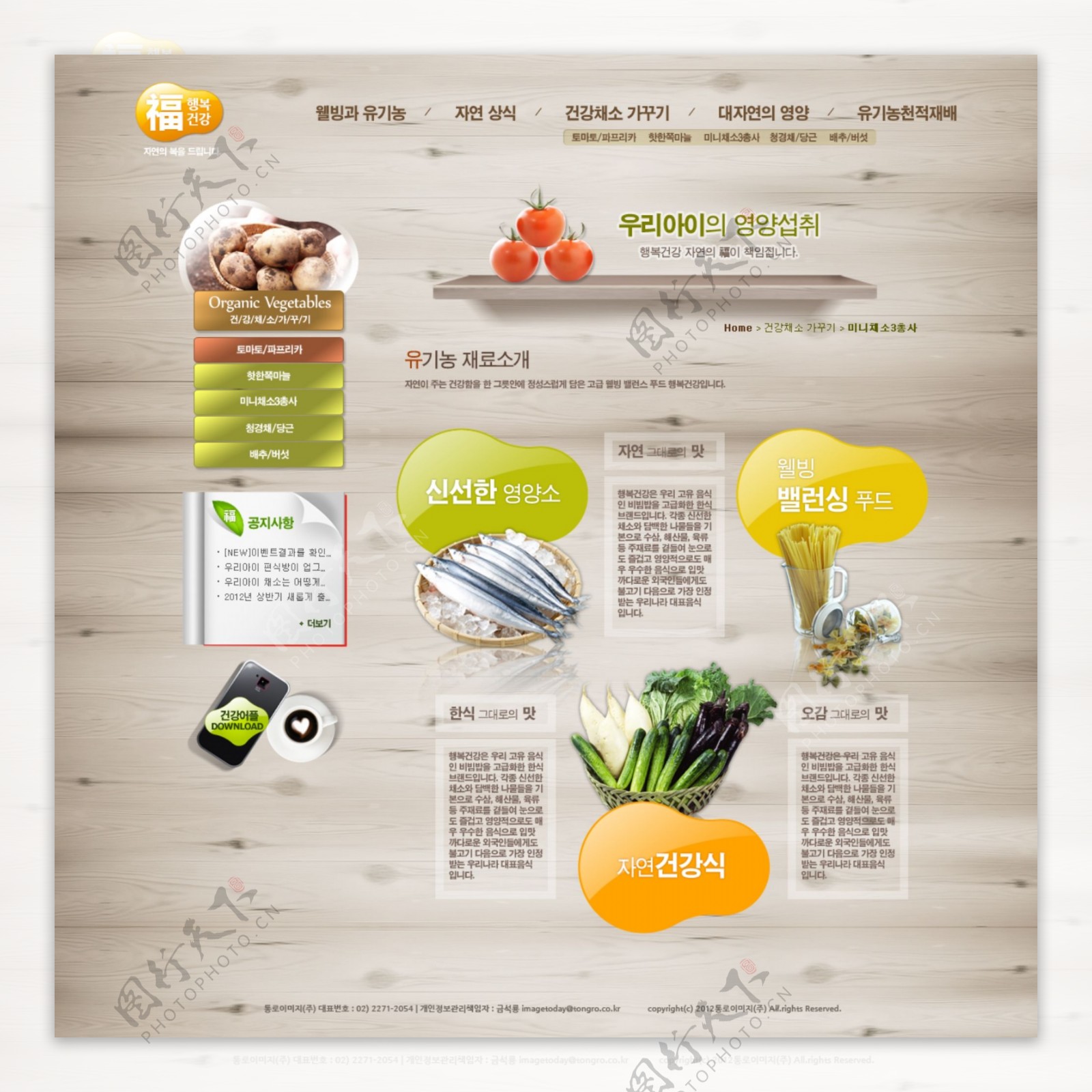 蔬菜网页psd模板
