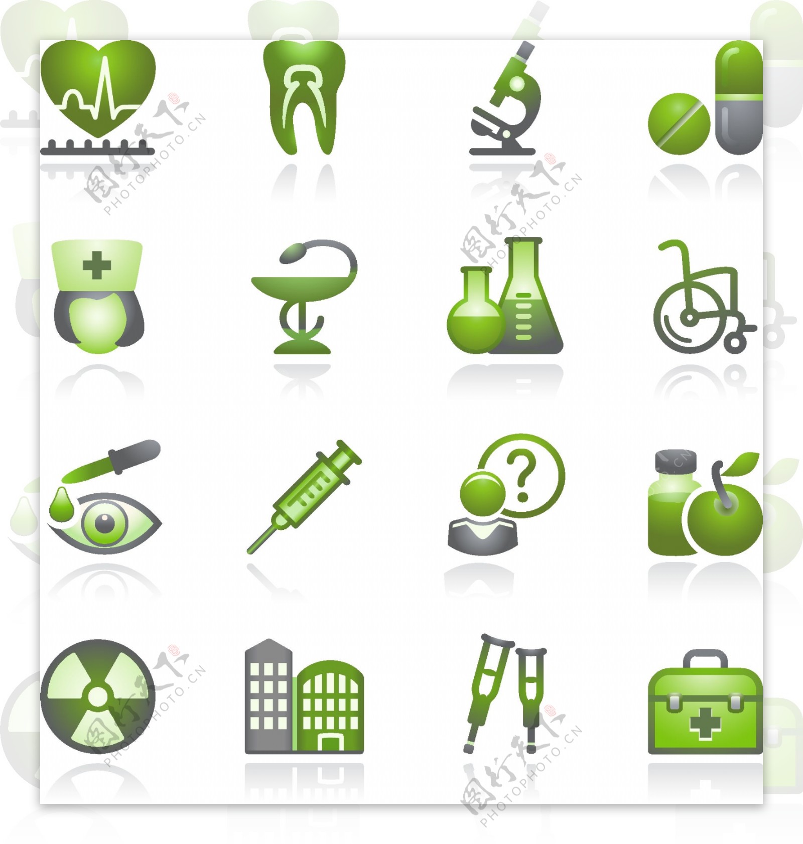 绿色科研医疗器材图标图片