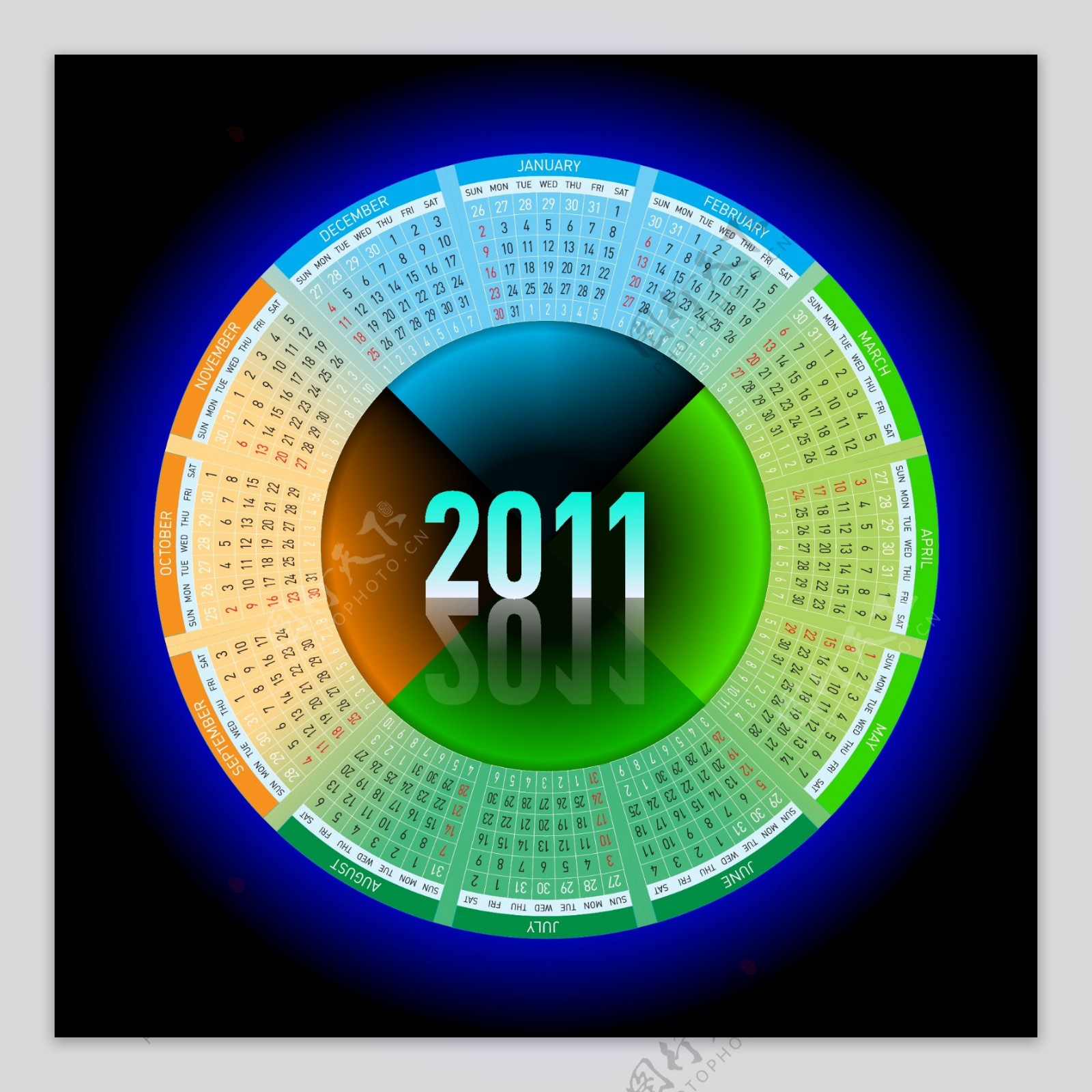 2011年创意圆形日历