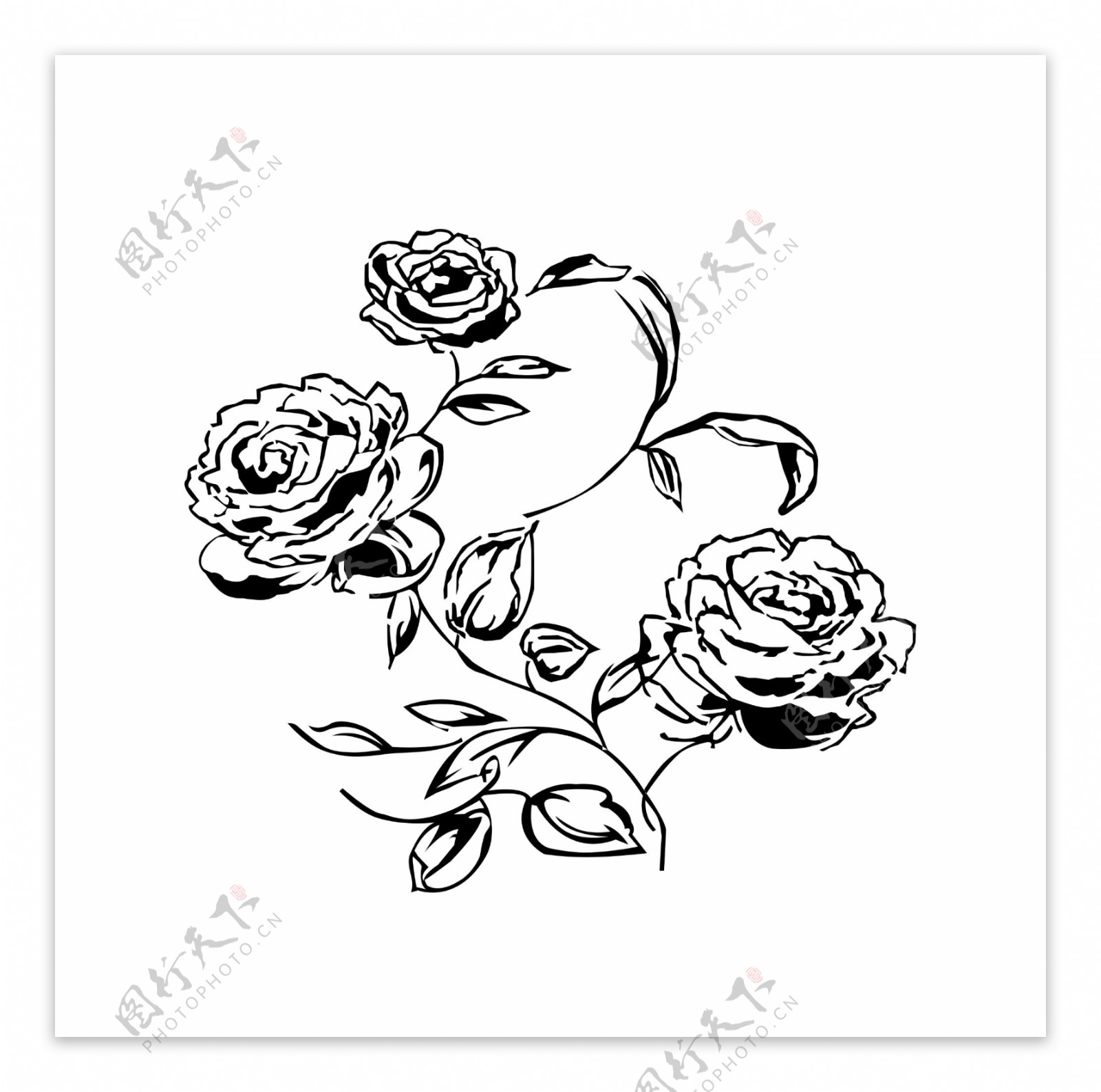 手绘玫瑰花图片素材-编号39404488-图行天下