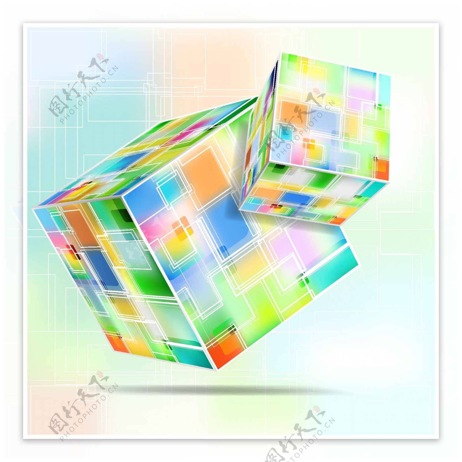 炫彩立方体背景矢量素材