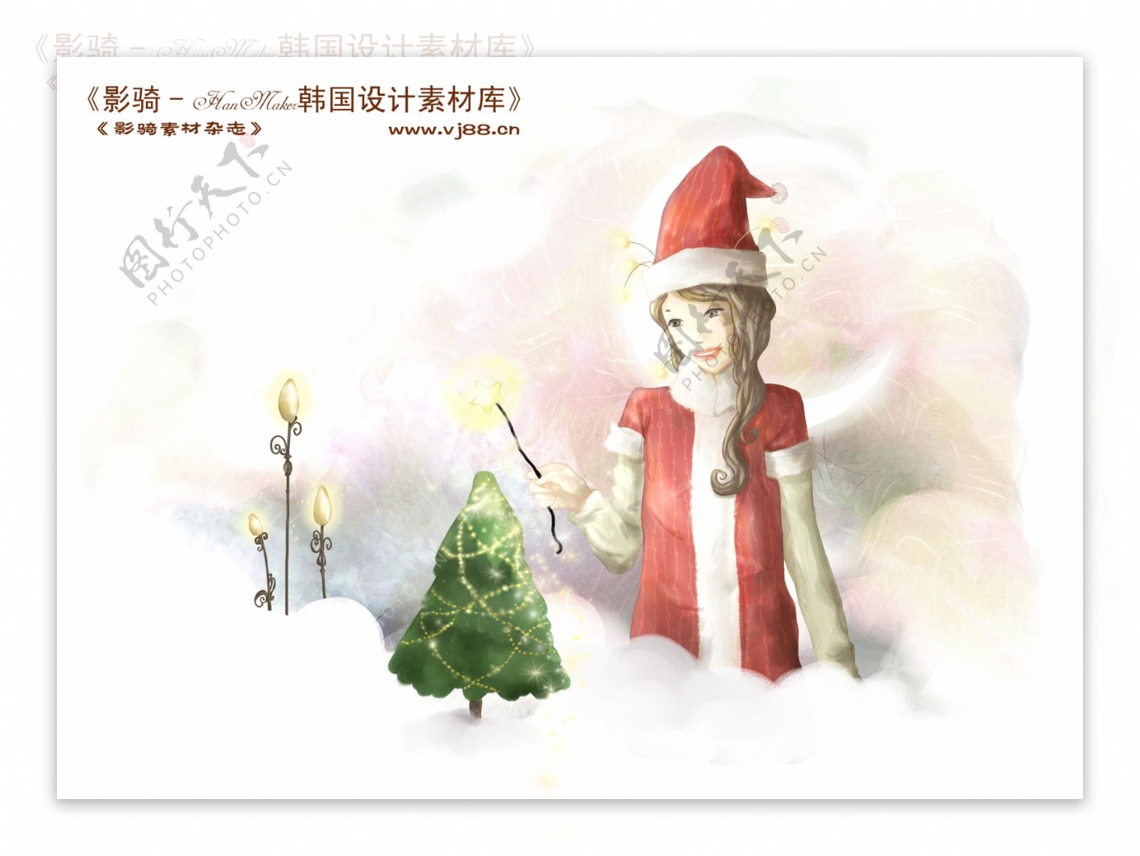 HanMaker韩国设计素材库背景卡通漫画温馨人物圣诞可爱精美雪