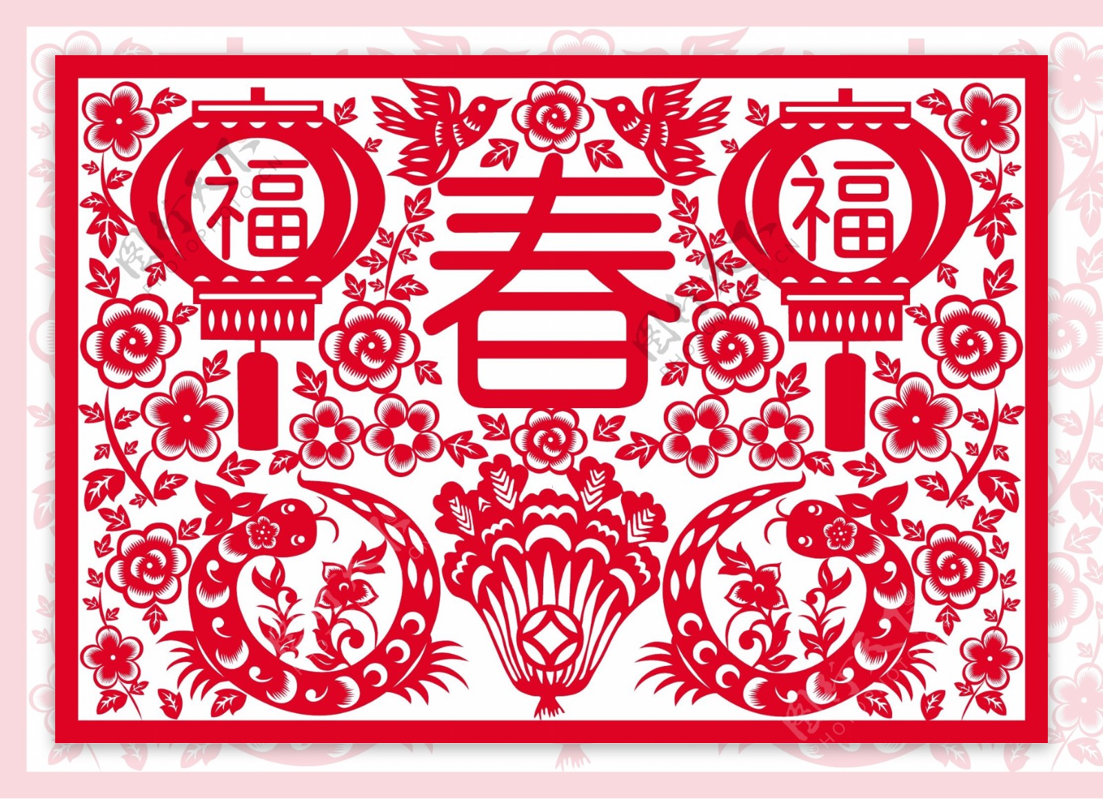 中国风的春节剪纸