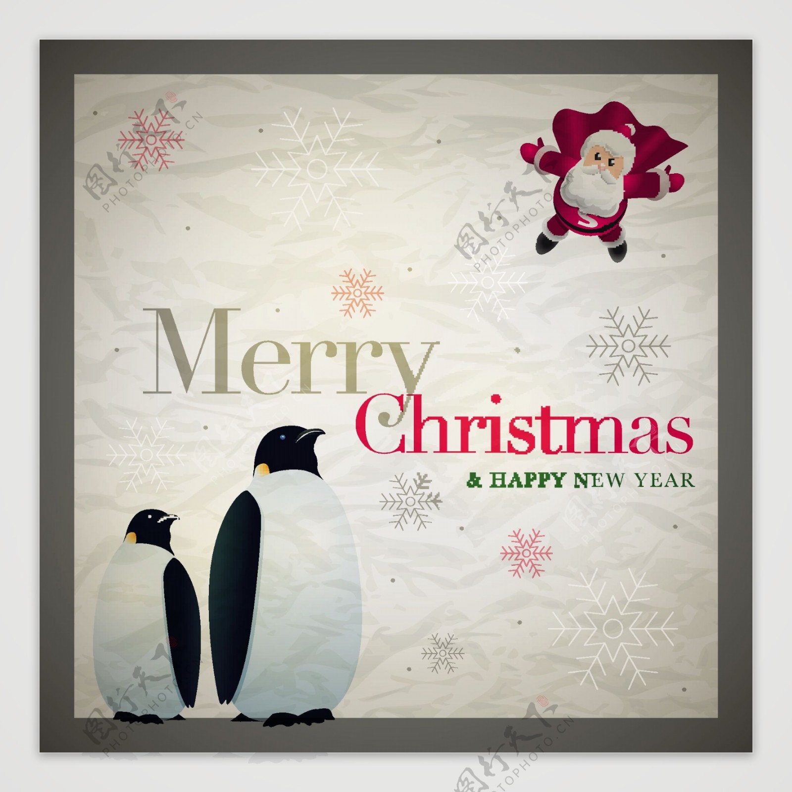 圣诞背景企鹅图片