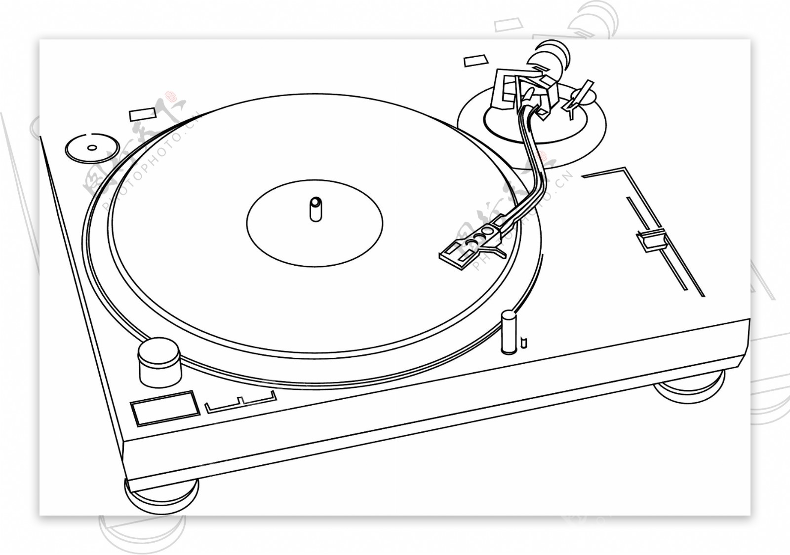 音乐爵士塑料光盘播放器线绘制矢量