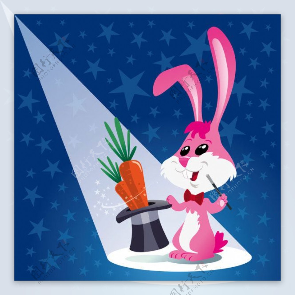 魔术卡通兔子矢量素材