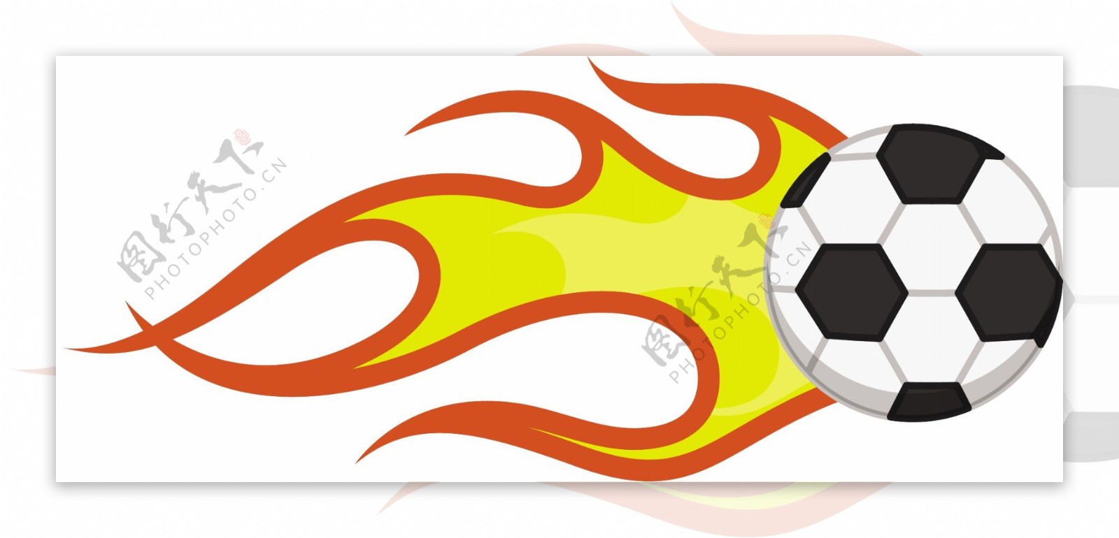 卡通矢量燃烧火焰的足球