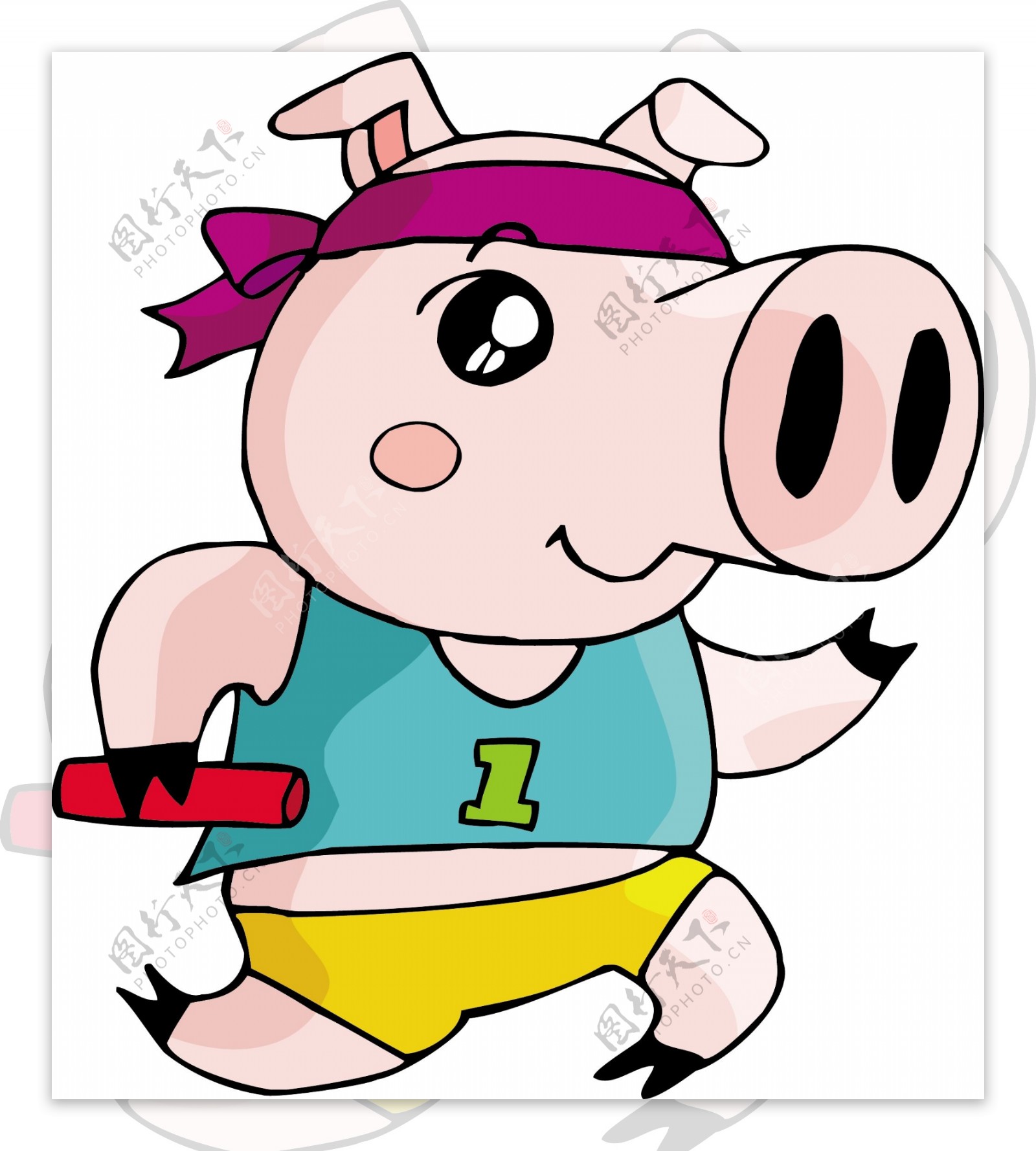 卡通生肖猪年素材运动猪矢量图80