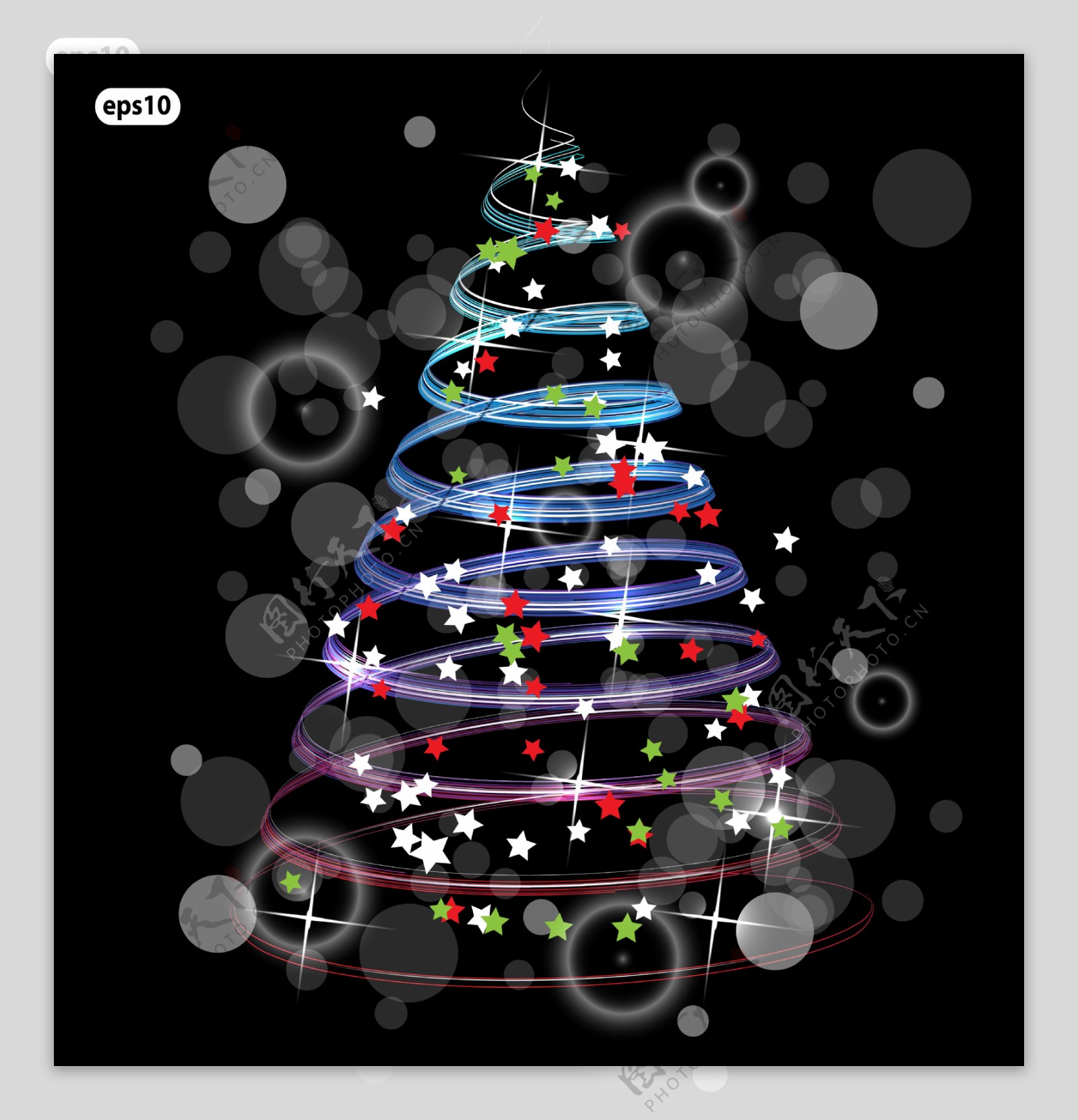 炫彩抽象圣诞树背景矢量素材